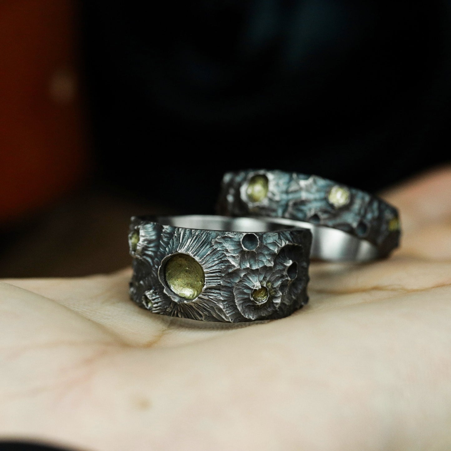 Moon Volcano Couple Ring - 925 Silver Handmade