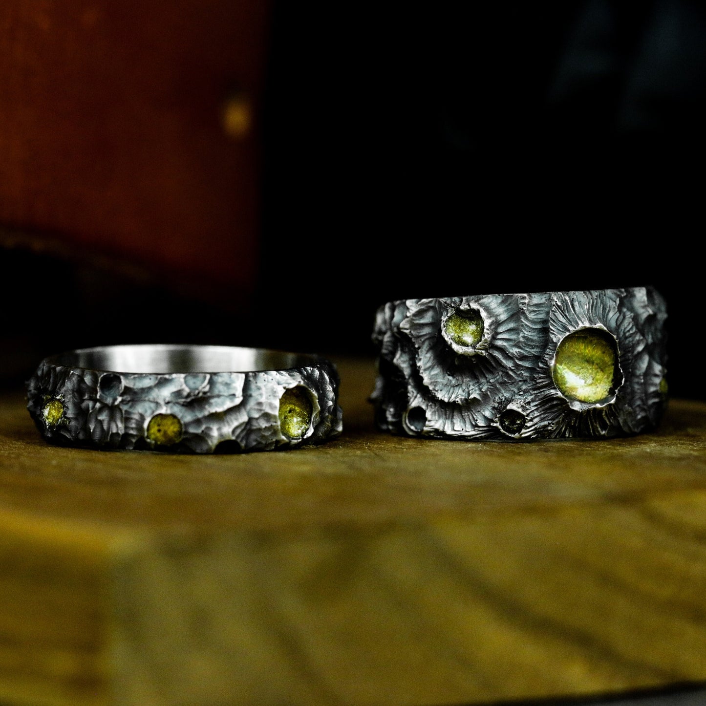 Moon Volcano Couple Ring - 925 Silver Handmade