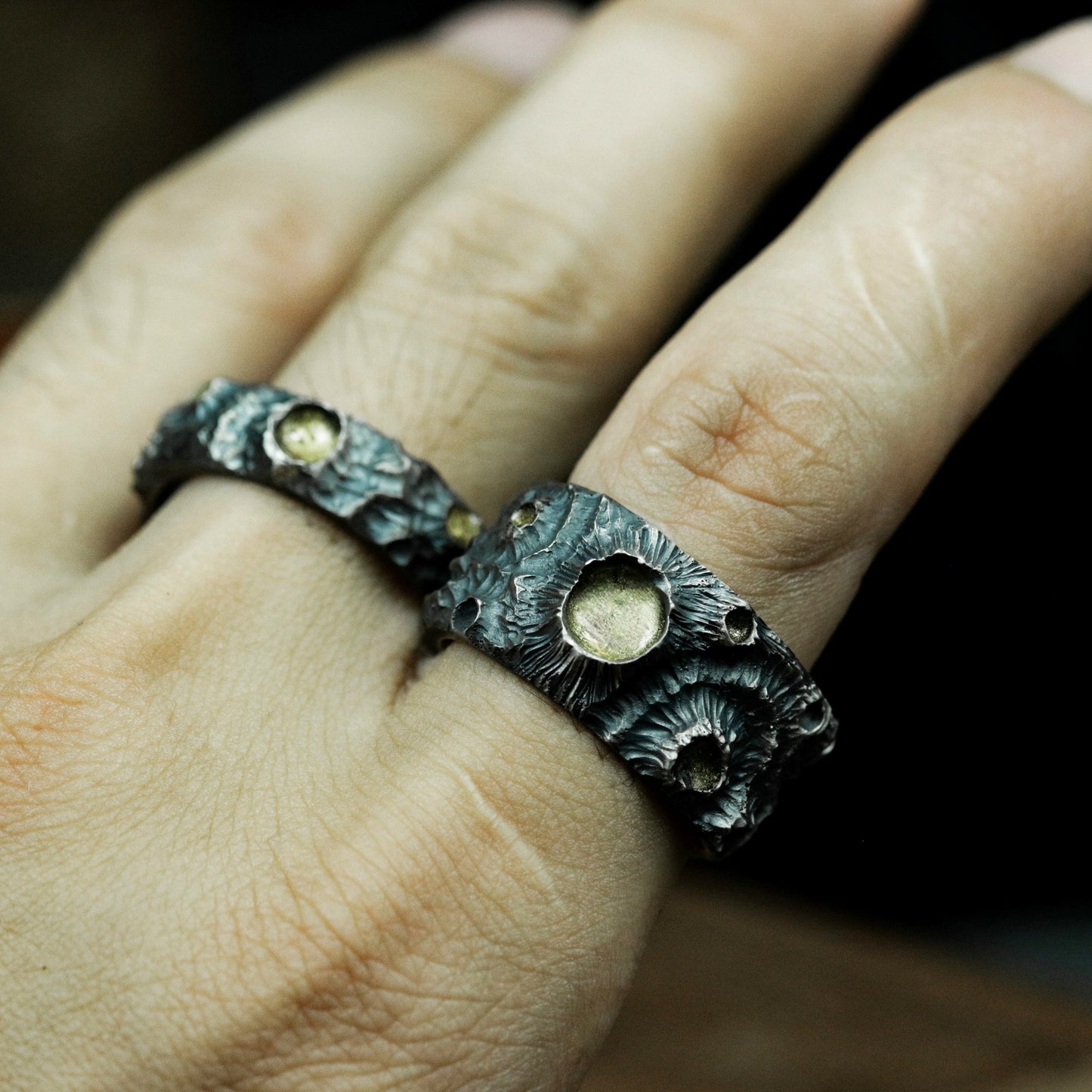 Moon Volcano Couple Ring - 925 Silver Handmade