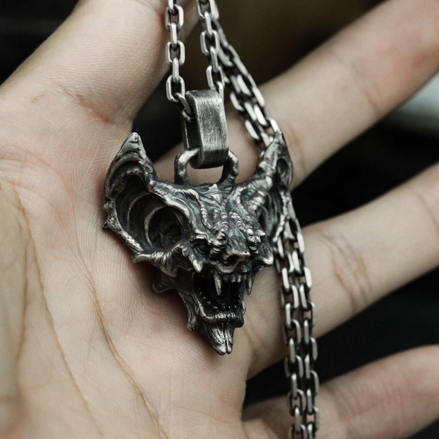 Bat Head Pendant ¨C 925 Silver Handmade