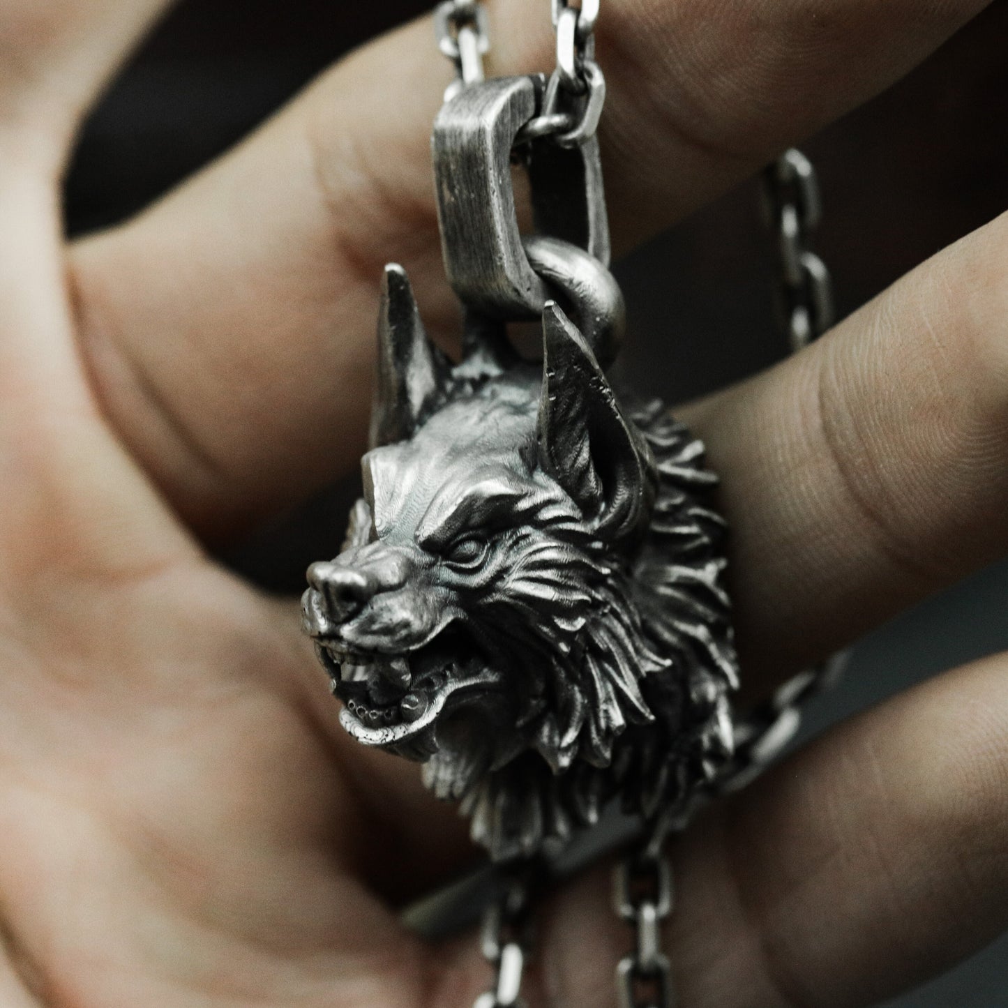 Wild Wolf King Pendant - 925 Silver Handmade