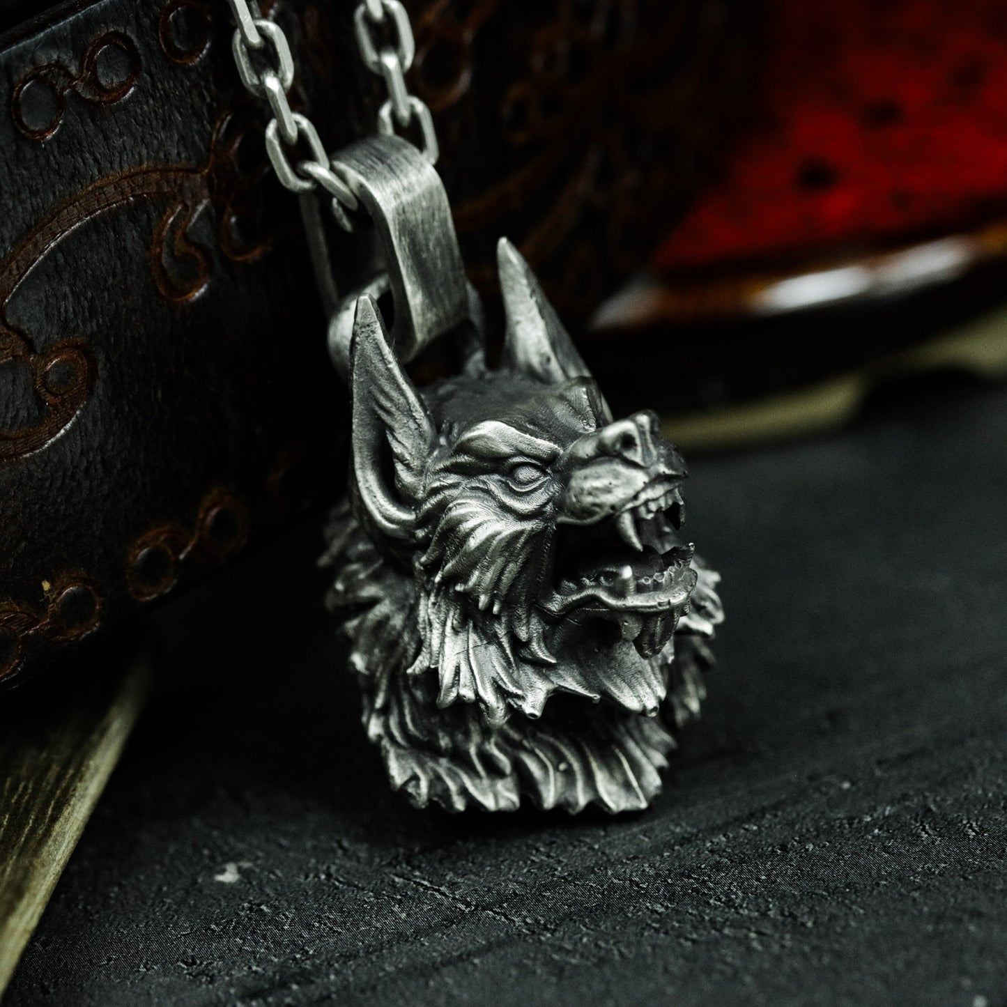 Wild Wolf King Pendant - 925 Silver Handmade