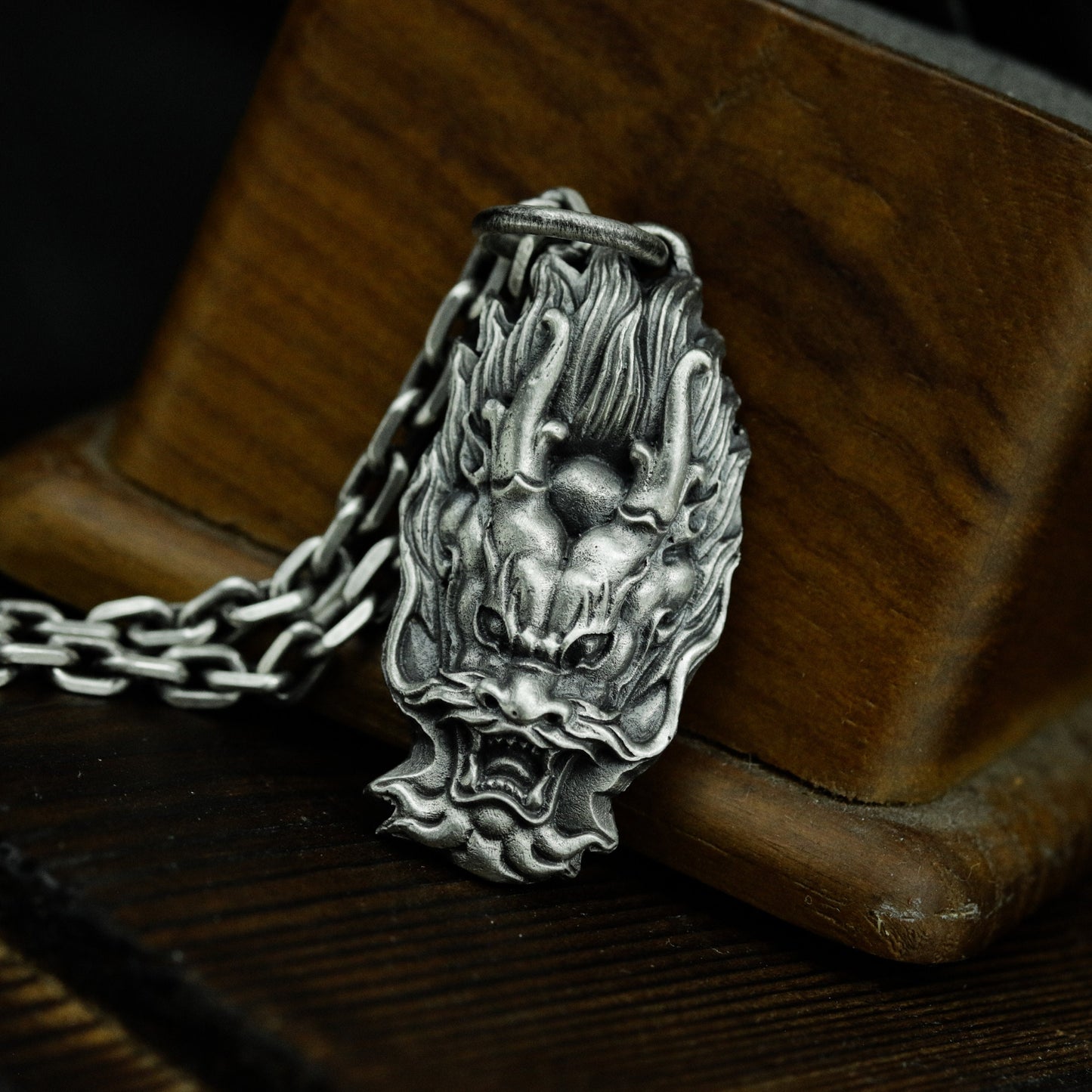 Flaming Dragon Head Pendant ¨C 925 Sterling Silver Handmade