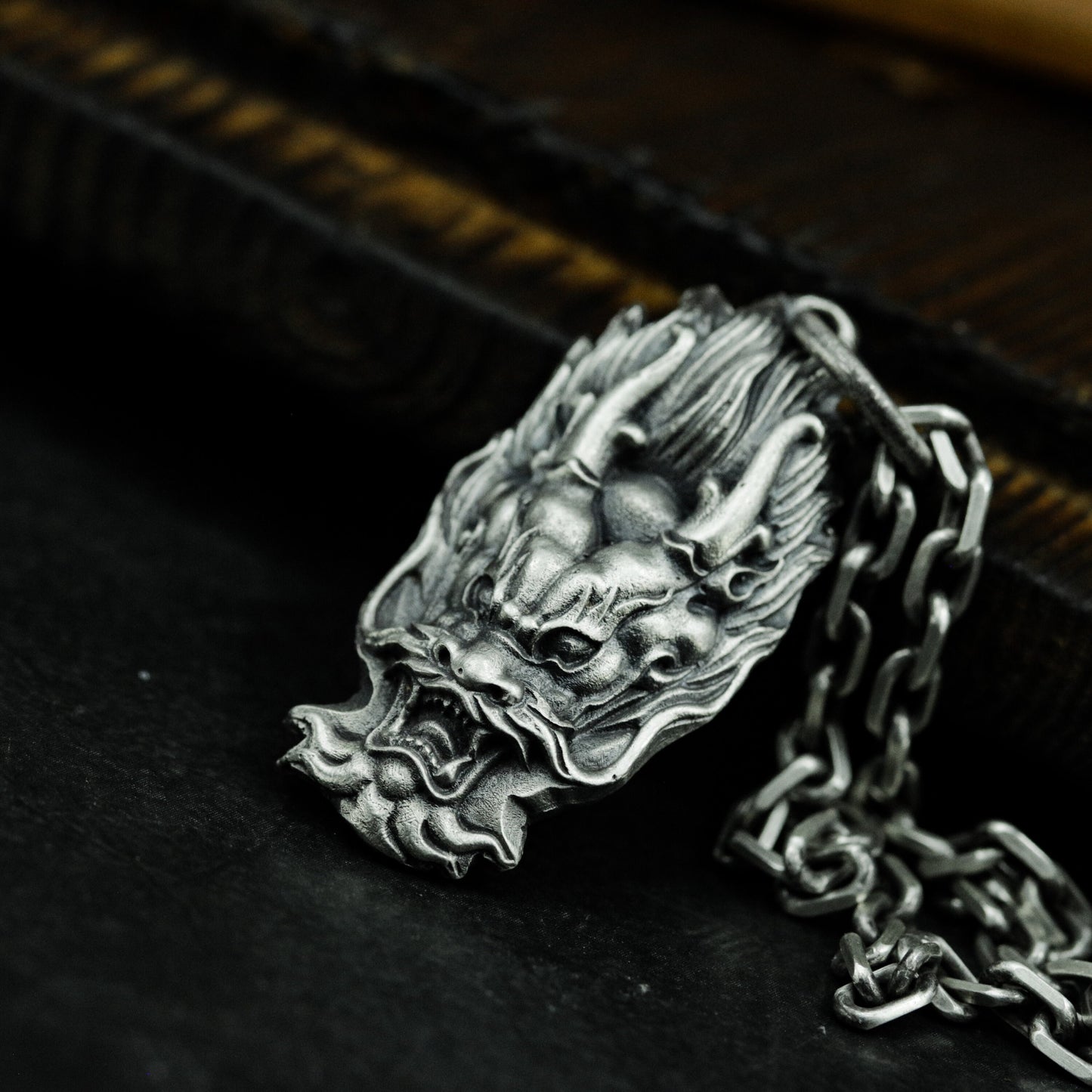 Flaming Dragon Head Pendant ¨C 925 Sterling Silver Handmade