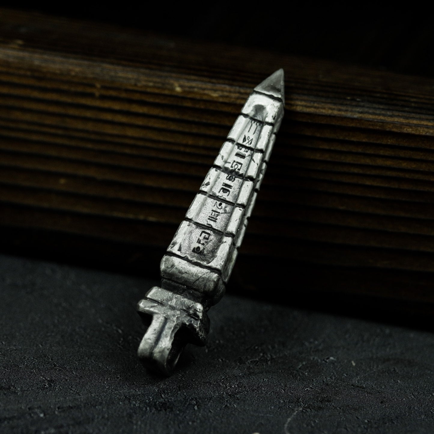 Engraved Ritual Dagger Pendant - 925 Sterling Silver Handmade