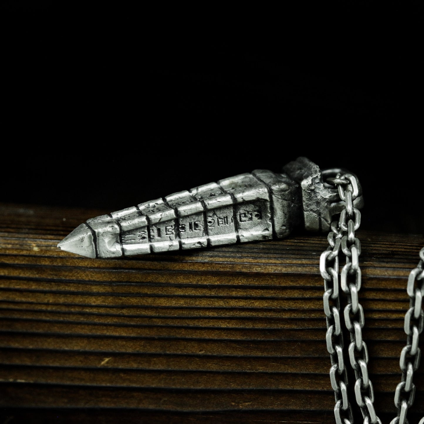 Engraved Ritual Dagger Pendant - 925 Sterling Silver Handmade