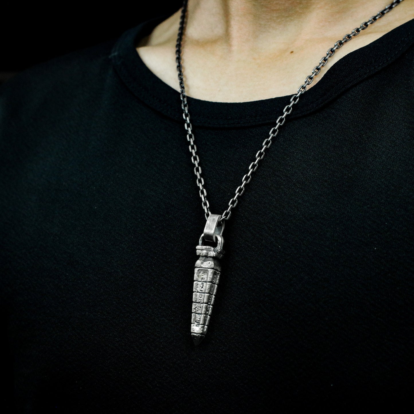 Engraved Ritual Dagger Pendant - 925 Sterling Silver Handmade