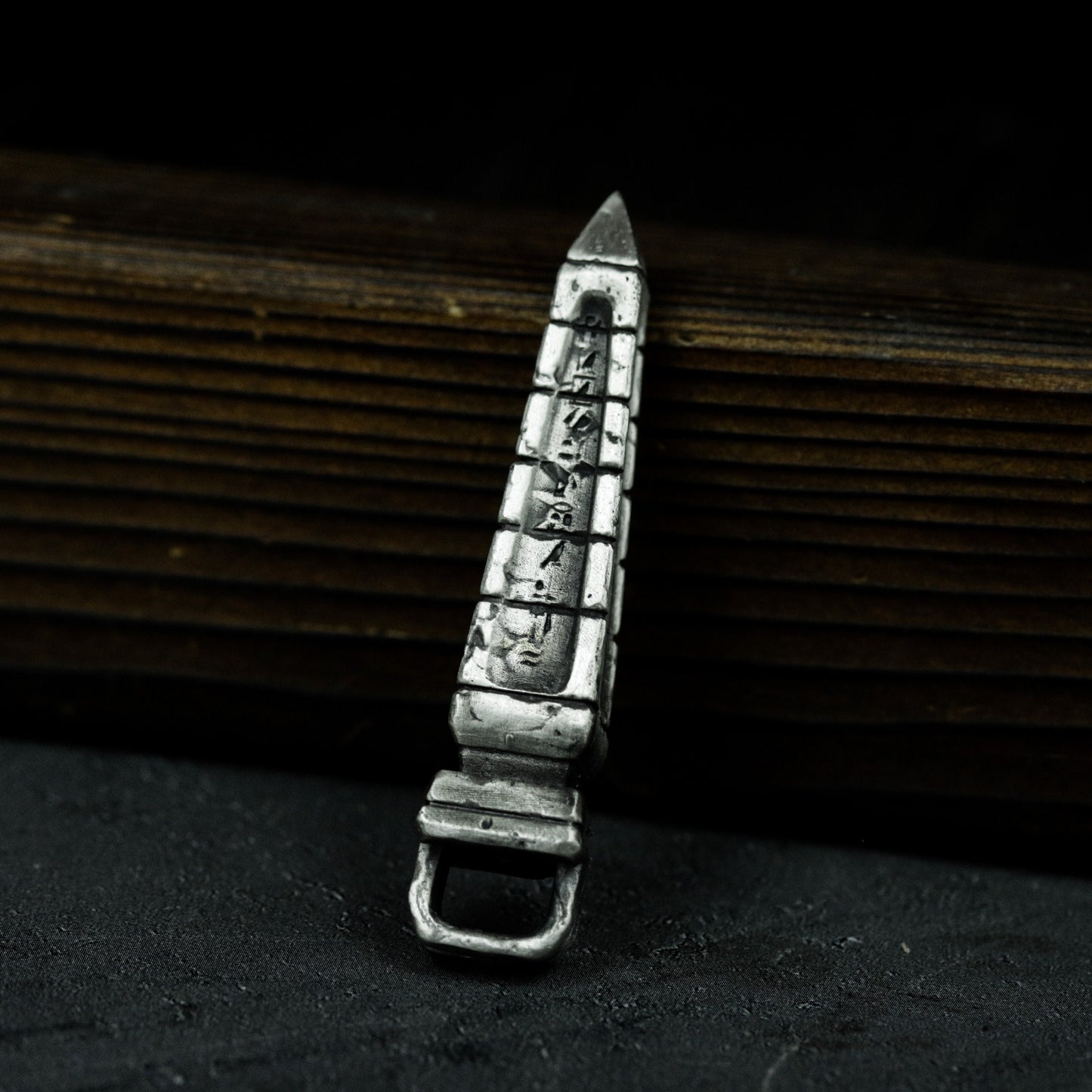 Engraved Ritual Dagger Pendant - 925 Sterling Silver Handmade