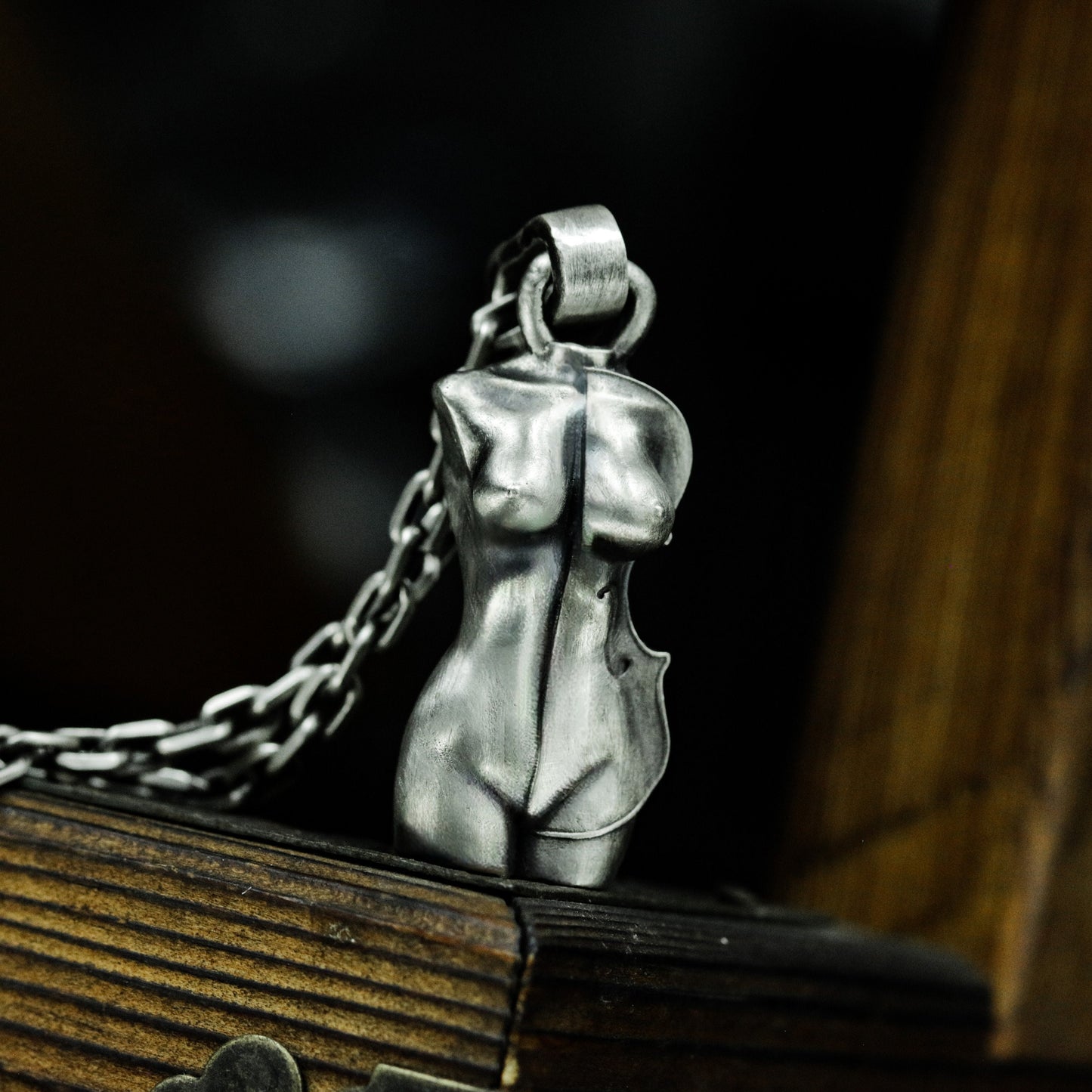 Violin Nude Woman Pendant - 925 Silver Handmade