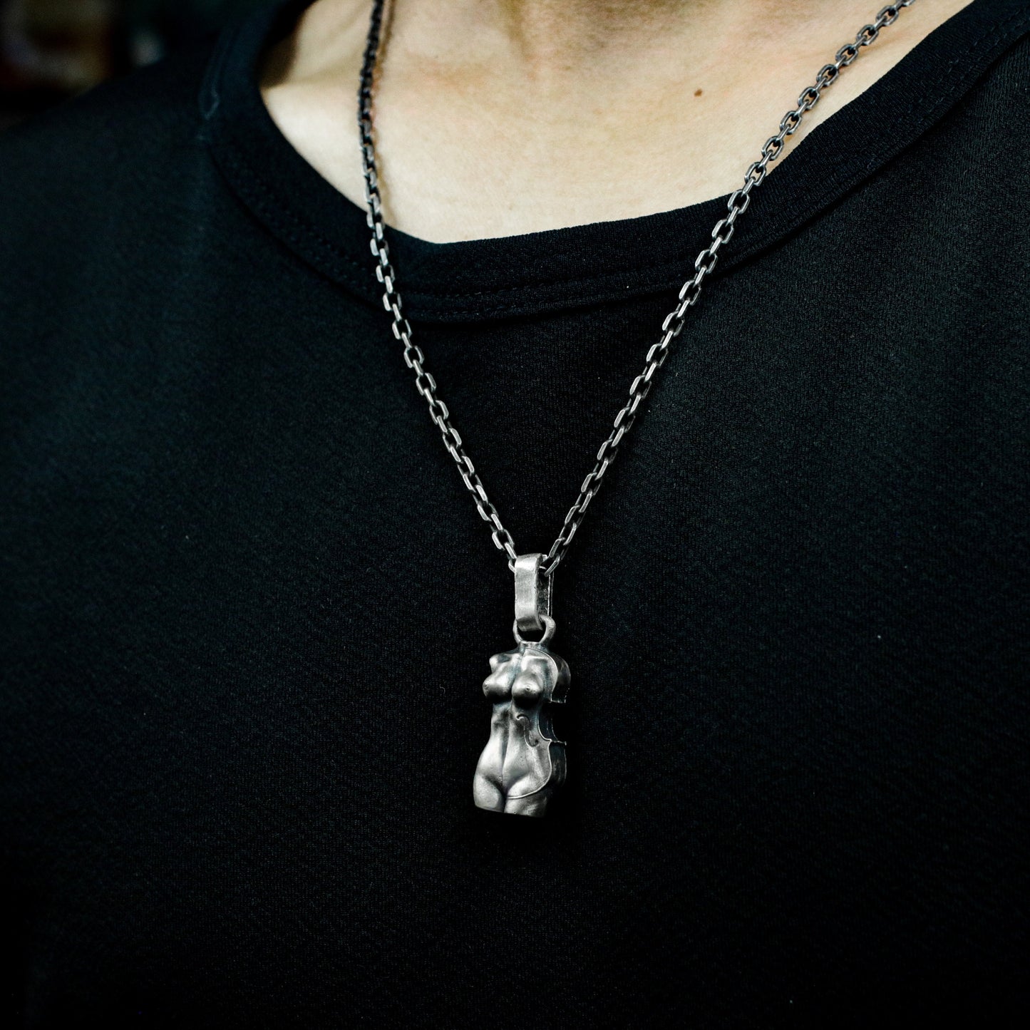 Violin Nude Woman Pendant - 925 Silver Handmade