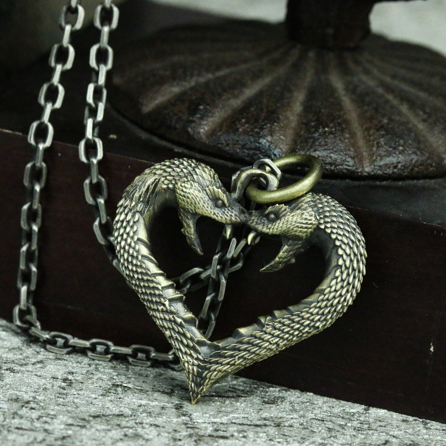 Serpent Heart Pendant ¨C Handmade 925 Silver Gothic Symbol Necklace