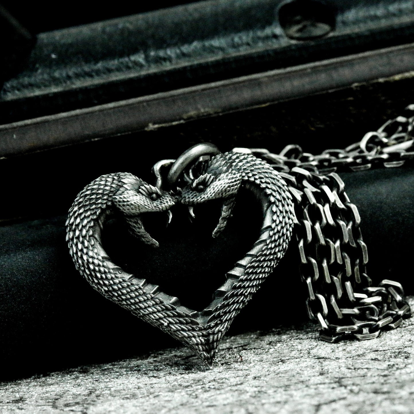 Serpent Heart Pendant ¨C Handmade 925 Silver Gothic Symbol Necklace