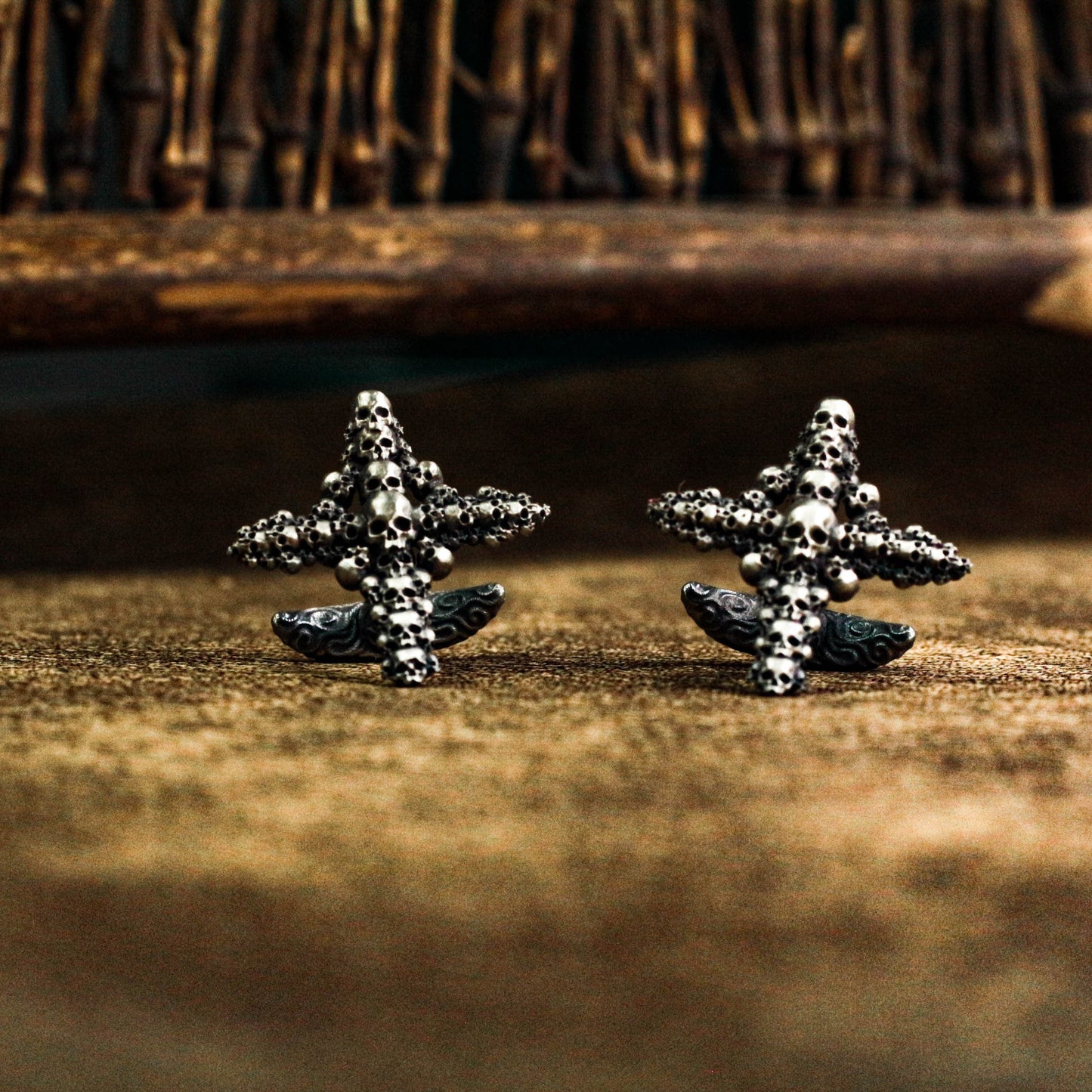 Skull Cross Cufflinks, 925 Silver Handmade