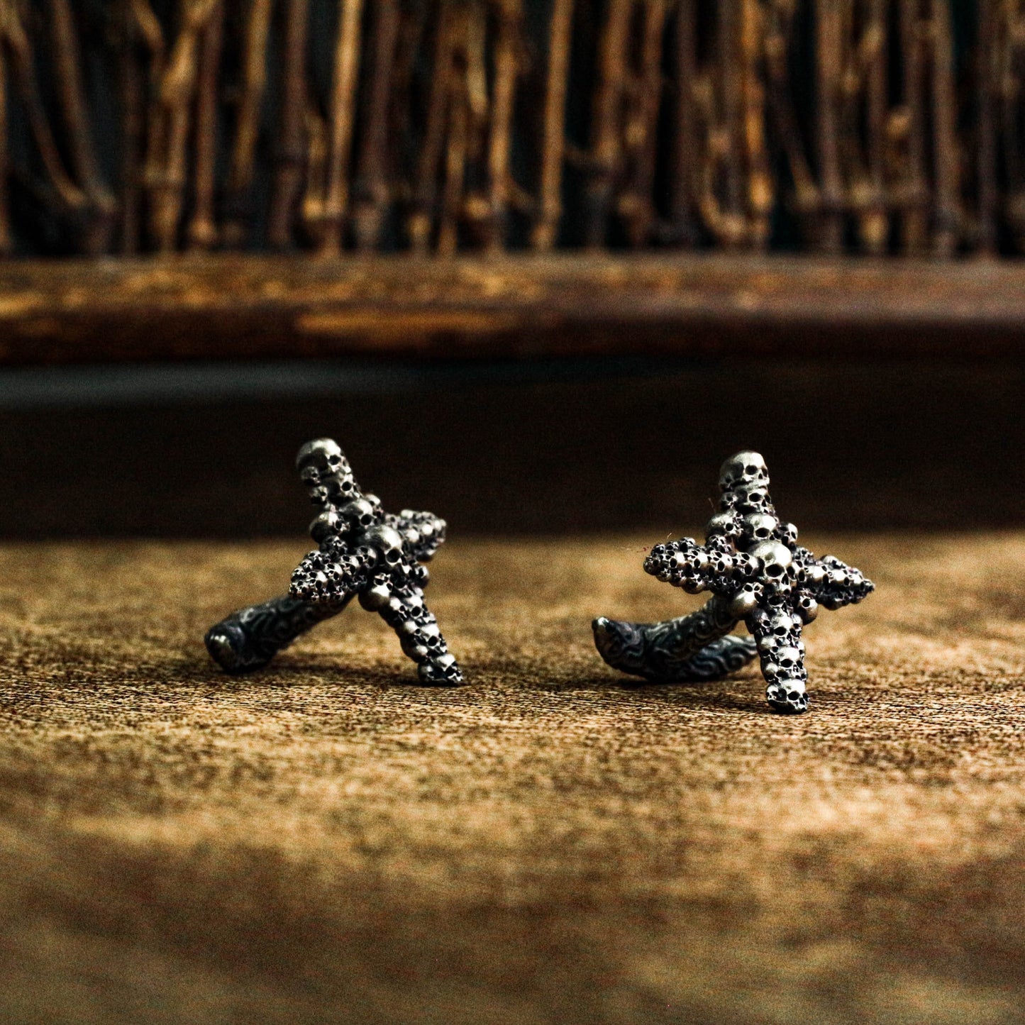 Skull Cross Cufflinks, 925 Silver Handmade