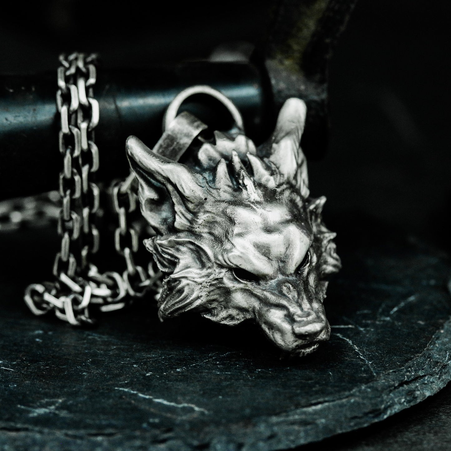 Wolf King Mask Pendant - 925 Silver Handmade