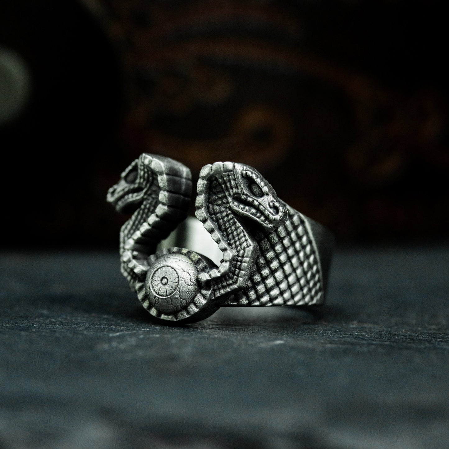 Snake Guard Ring ¨C Handmade 925 Silver Animal Totem Band
