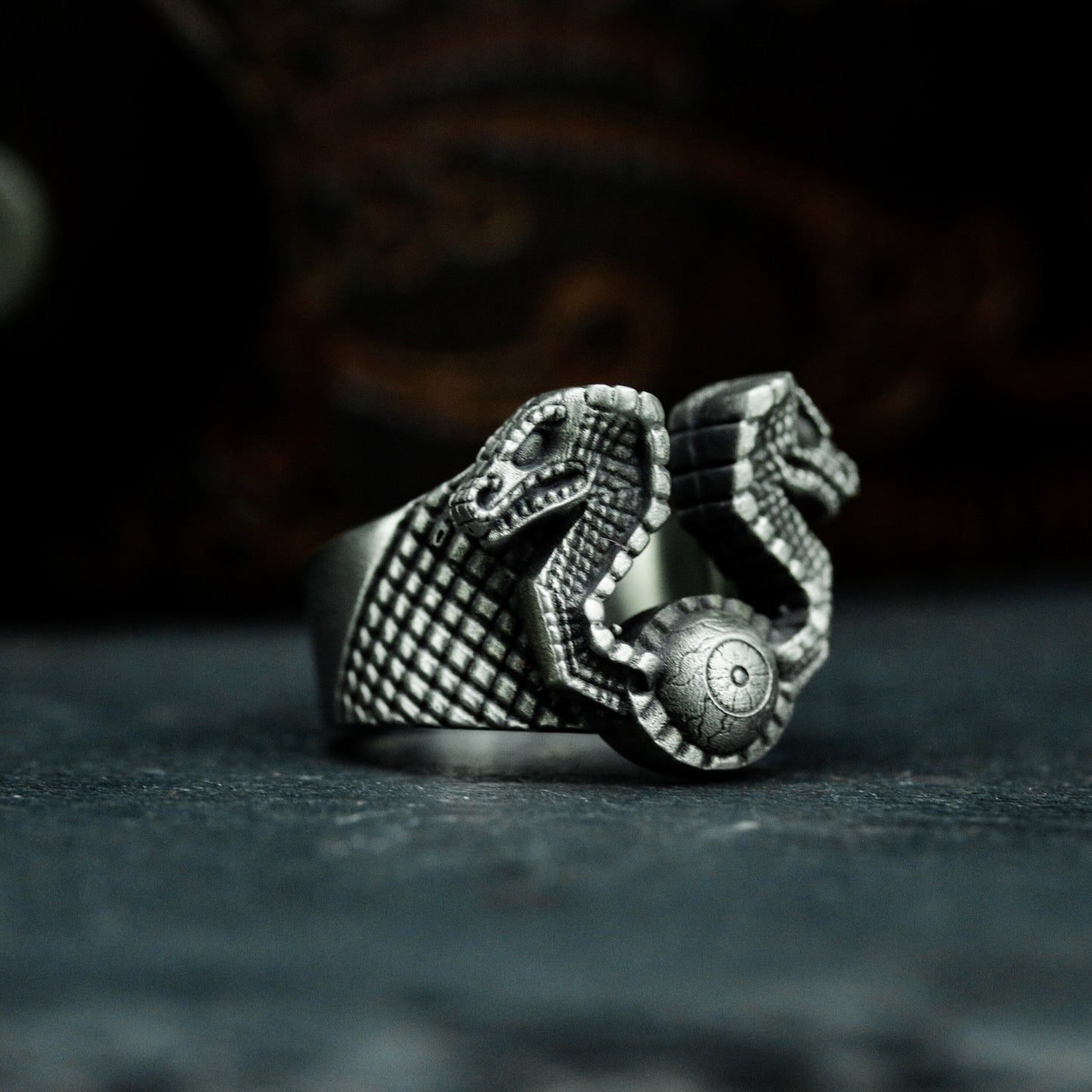 Snake Guard Ring ¨C Handmade 925 Silver Animal Totem Band