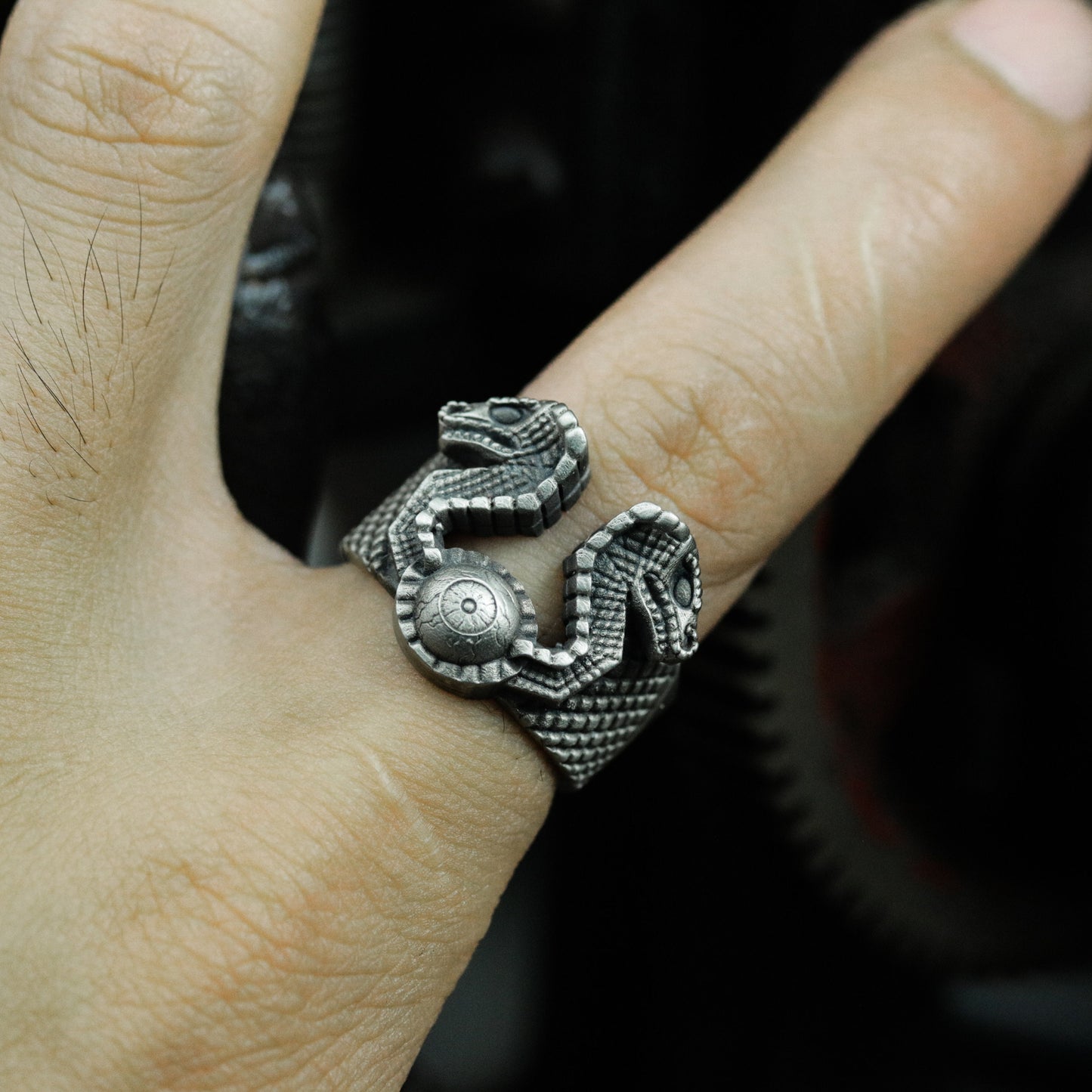 Snake Guard Ring ¨C Handmade 925 Silver Animal Totem Band