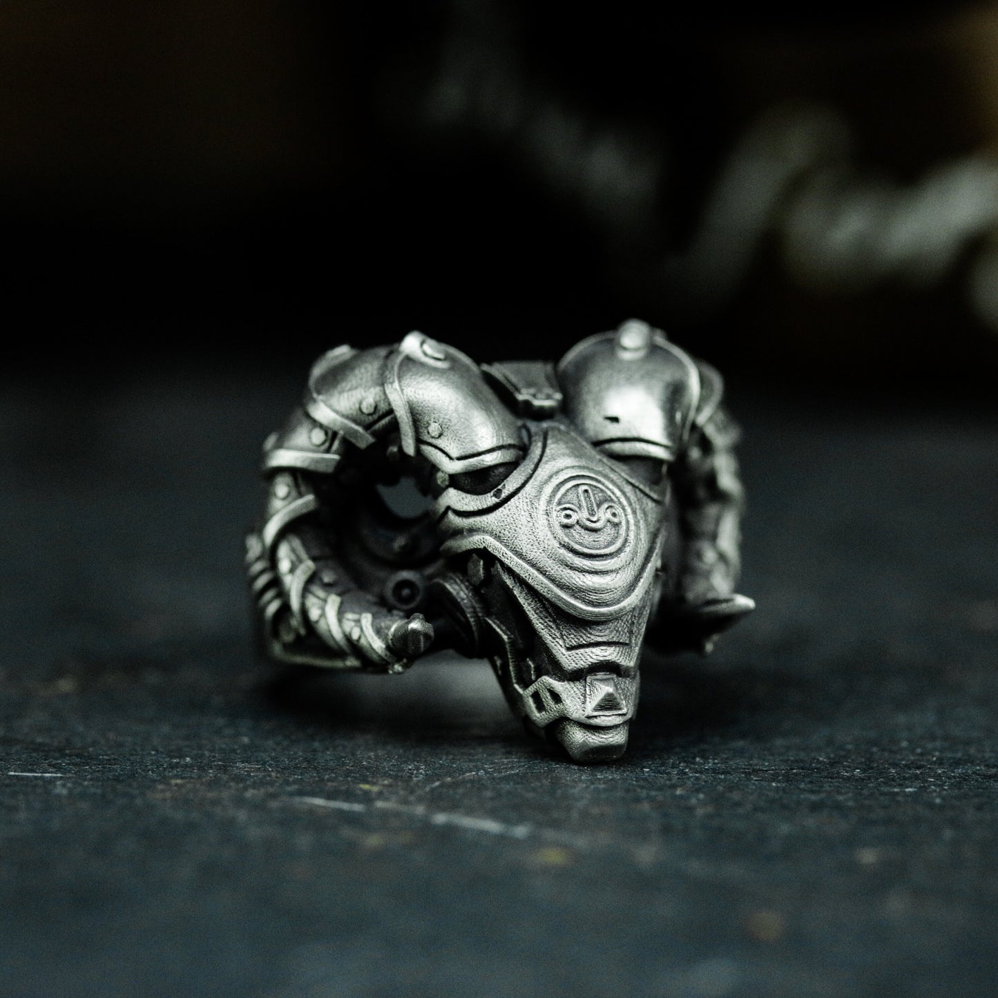 Ram Skull Ring with Mechanical Plating ¨C 925 Sterling Silver Handmade
