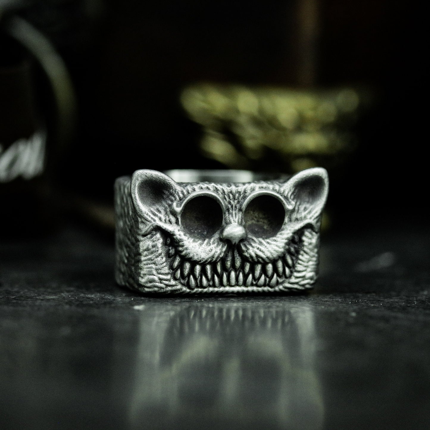 Grinning Cat Ring - 925 Silver Handmade