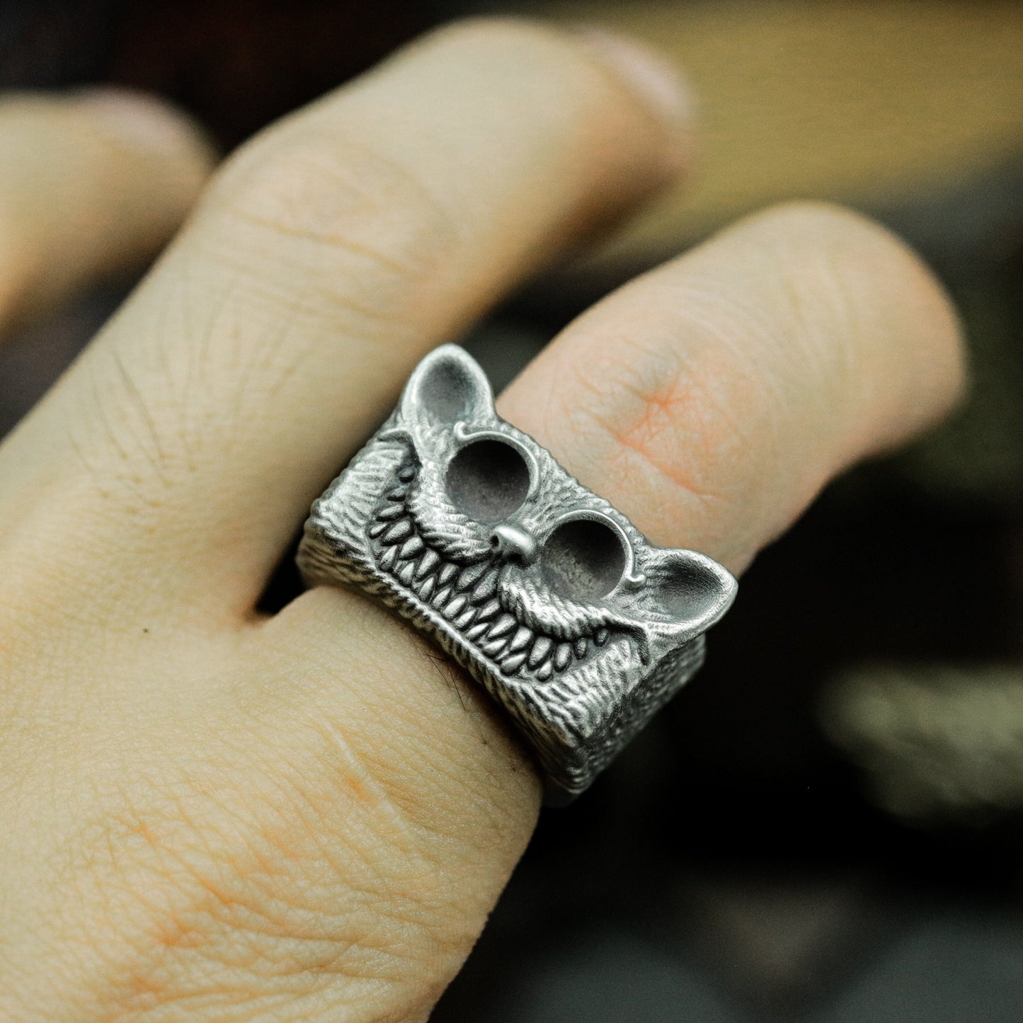 Grinning Cat Ring - 925 Silver Handmade