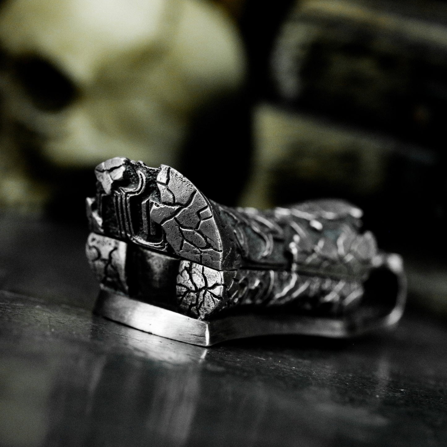 Carved Coffin Pendant - 925 Silver Handmade