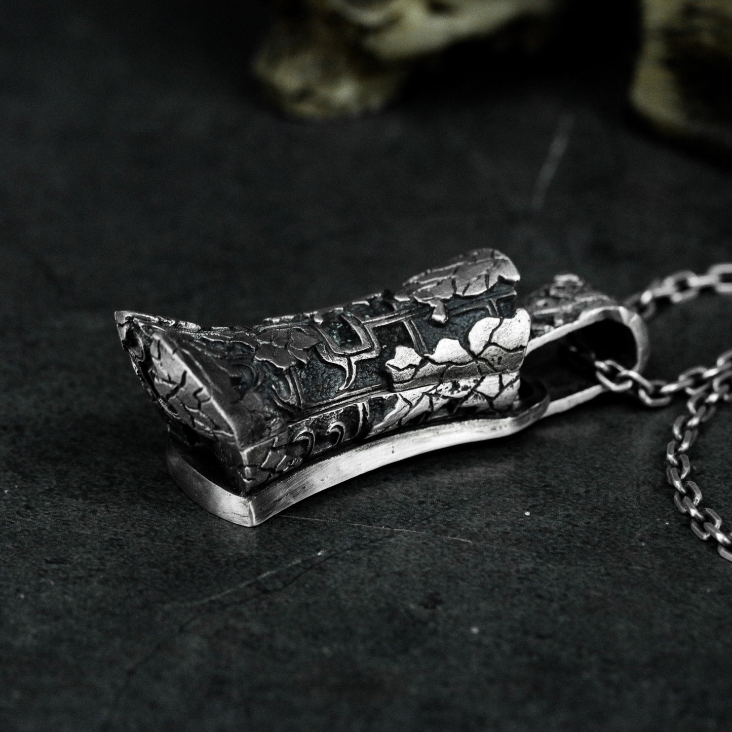 Carved Coffin Pendant - 925 Silver Handmade