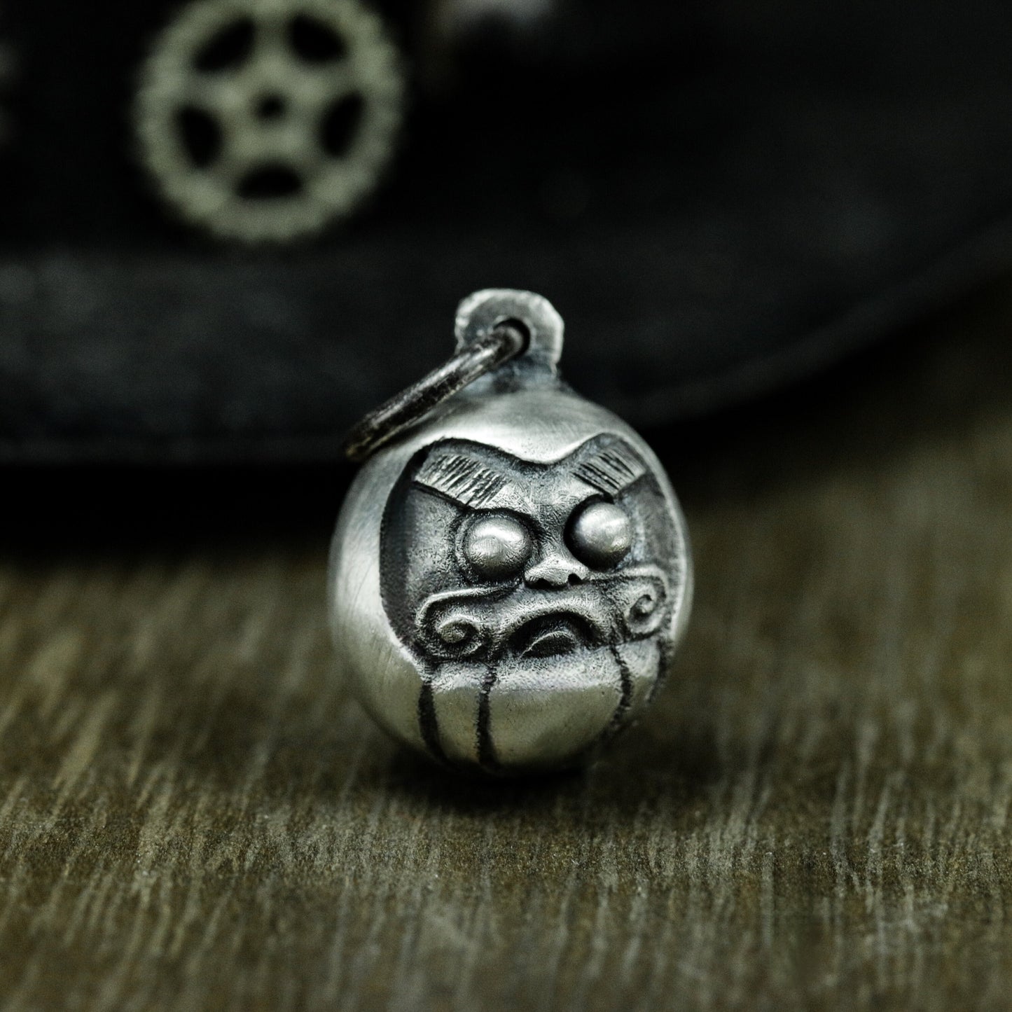 Daruma Pendant with Lucky Face ¨C 925 Sterling Silver Handmade