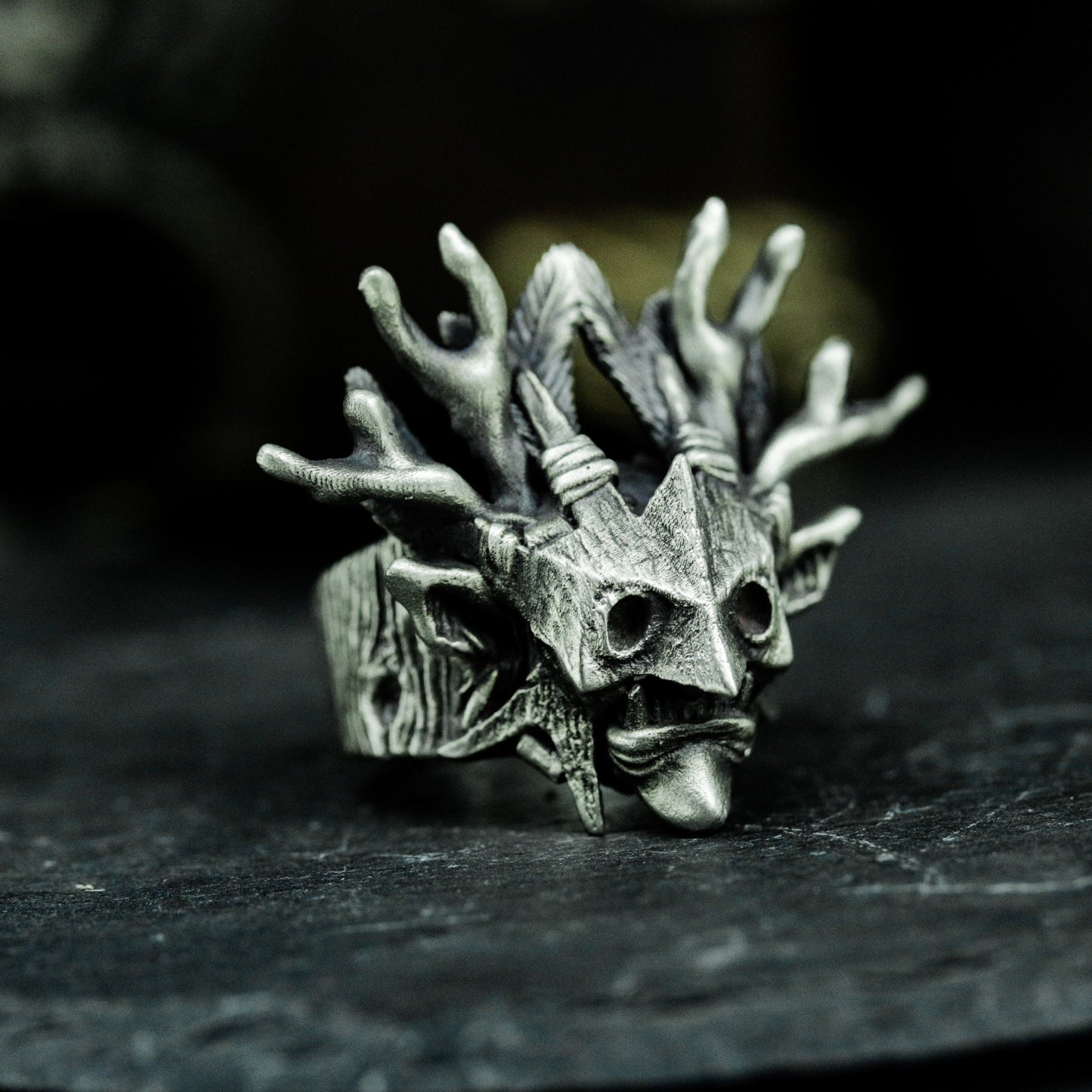 Wizard Mask Skull Ring - 925 Silver Handmade