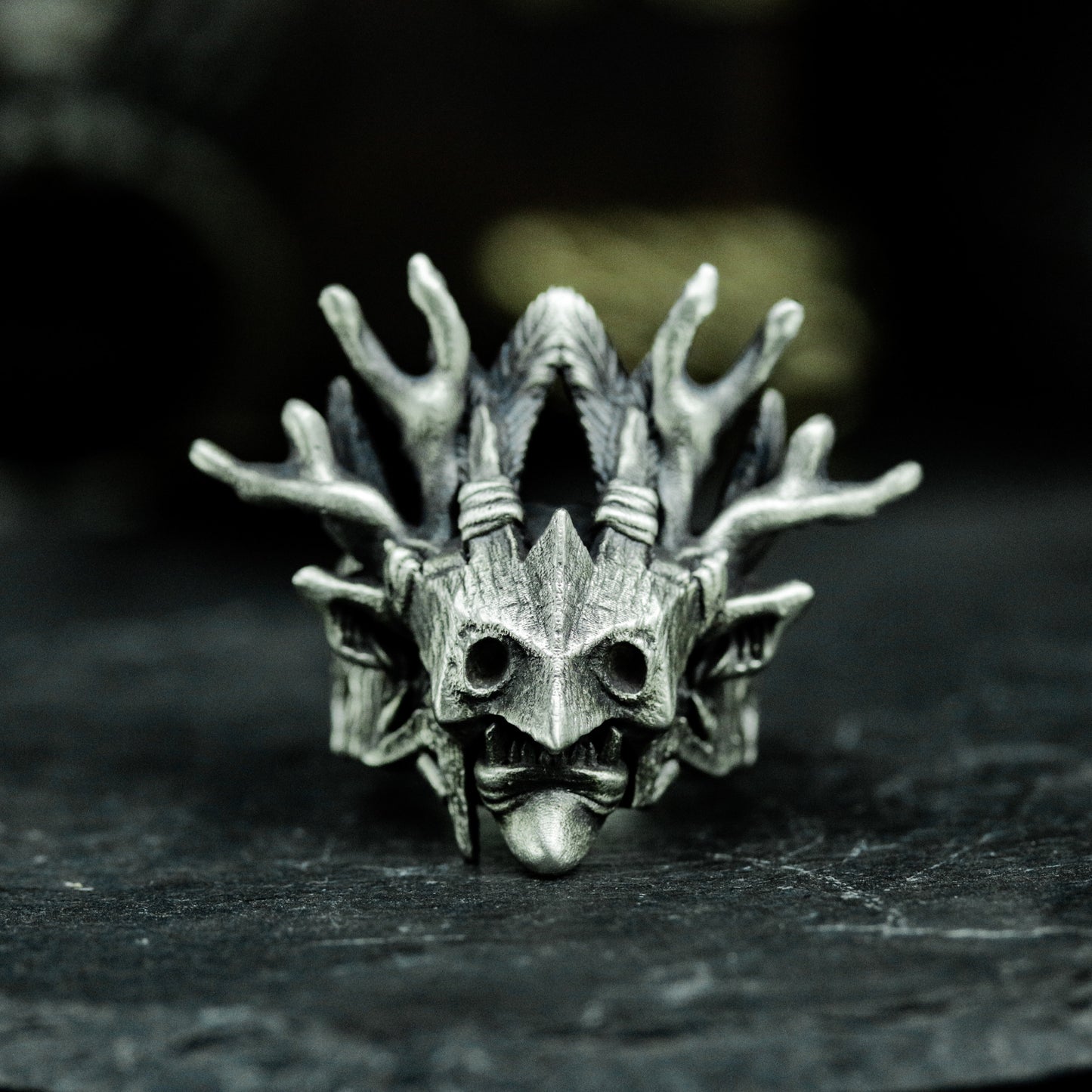 Wizard Mask Skull Ring - 925 Silver Handmade
