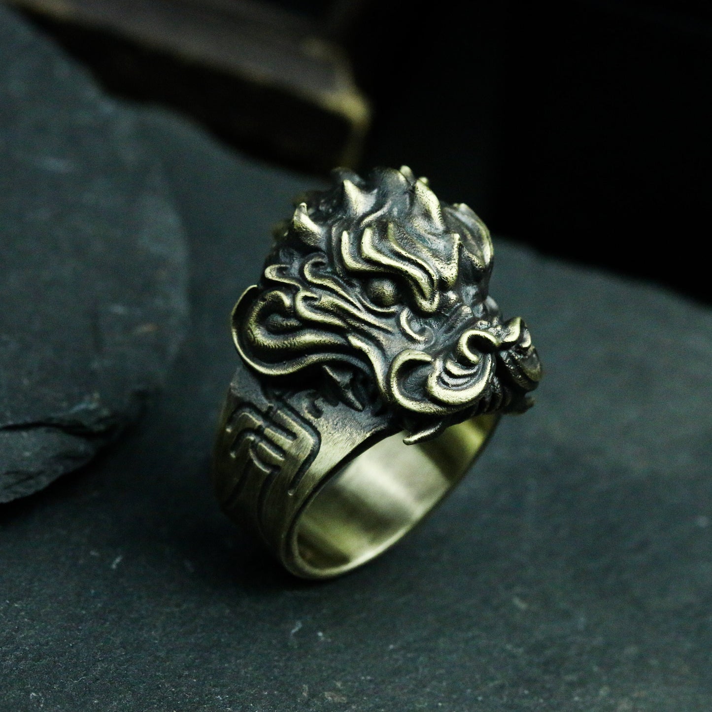 Kirin Beast Ring ¨C Handmade 925 Silver Chinese Guardian Unicorn Band