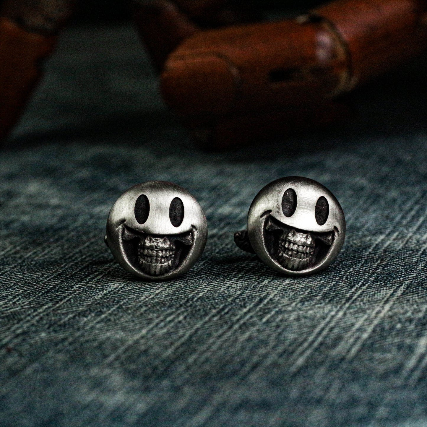 Smiley Face Cufflinks, Emoji - 925 Sterling Silver Handmade