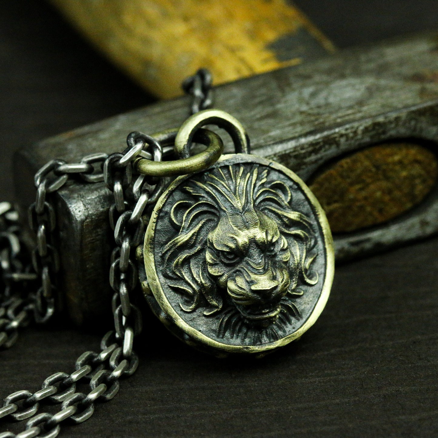 Lion Head Coin Pendant ¨C 925 Sterling Silver Handmade