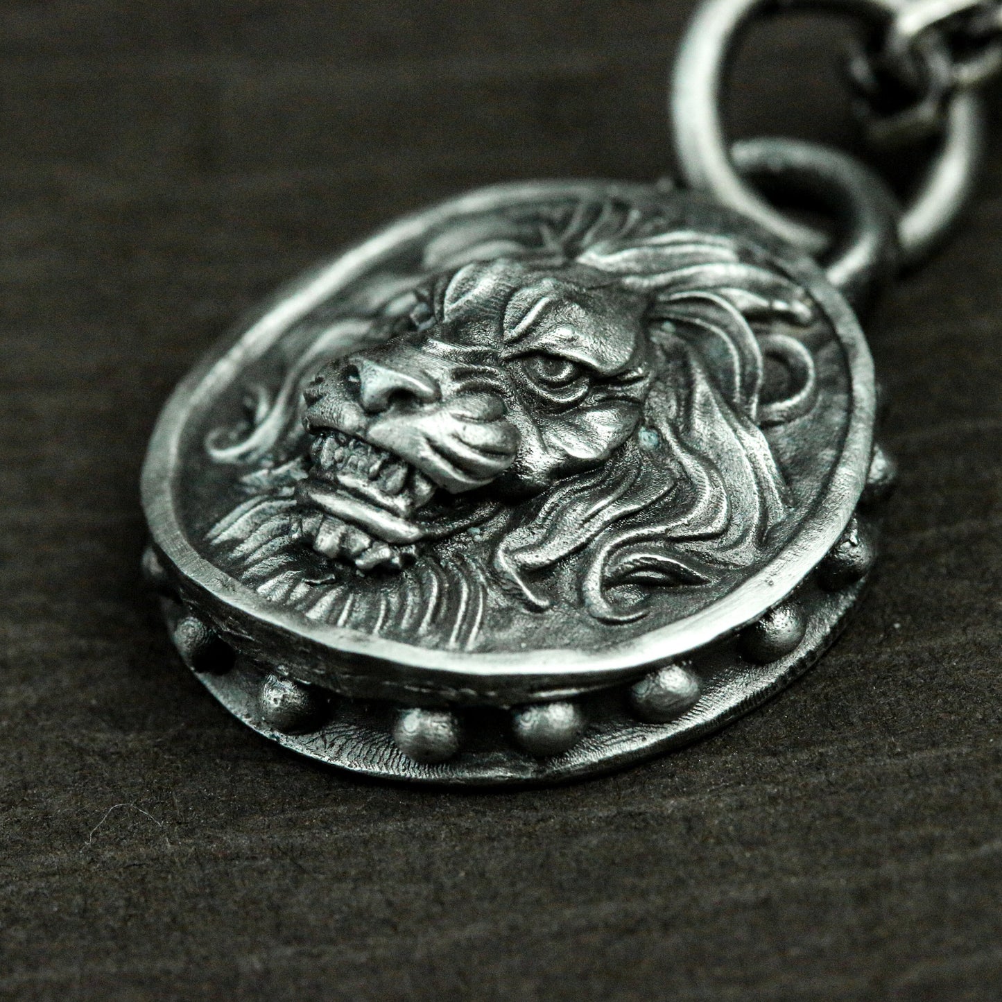 Lion Head Coin Pendant ¨C 925 Sterling Silver Handmade