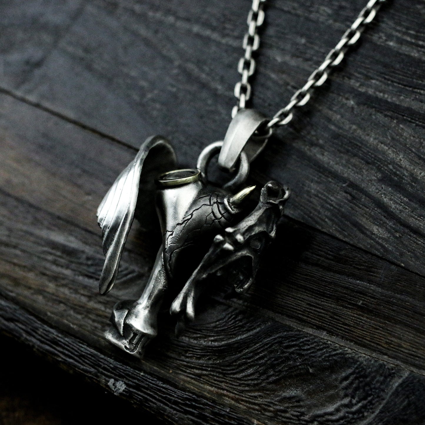 Fallen Angel Pendant with Spread Wings ¨C 925 Sterling Silver Handmade