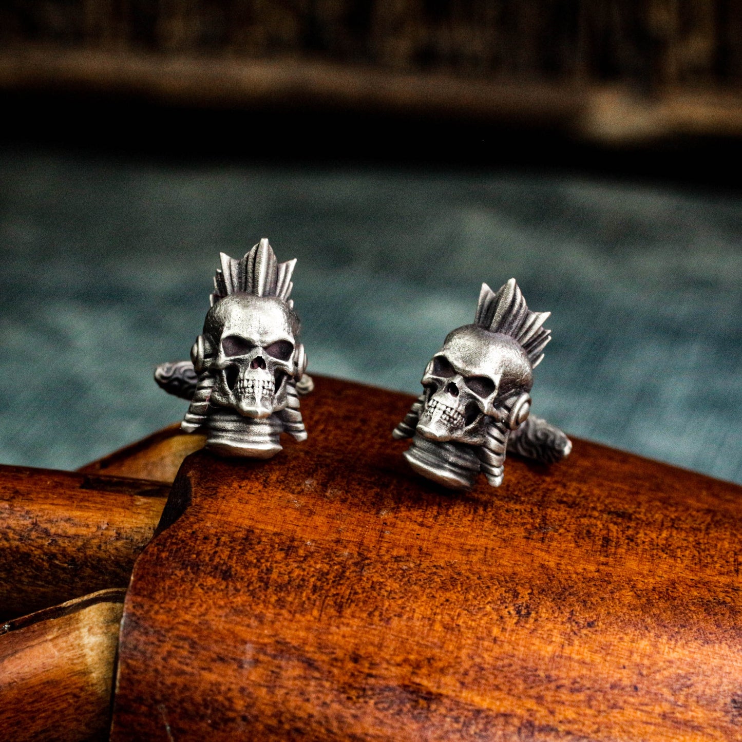 Mohican Skull Cufflinks - 925 Sterling Silver Handmade