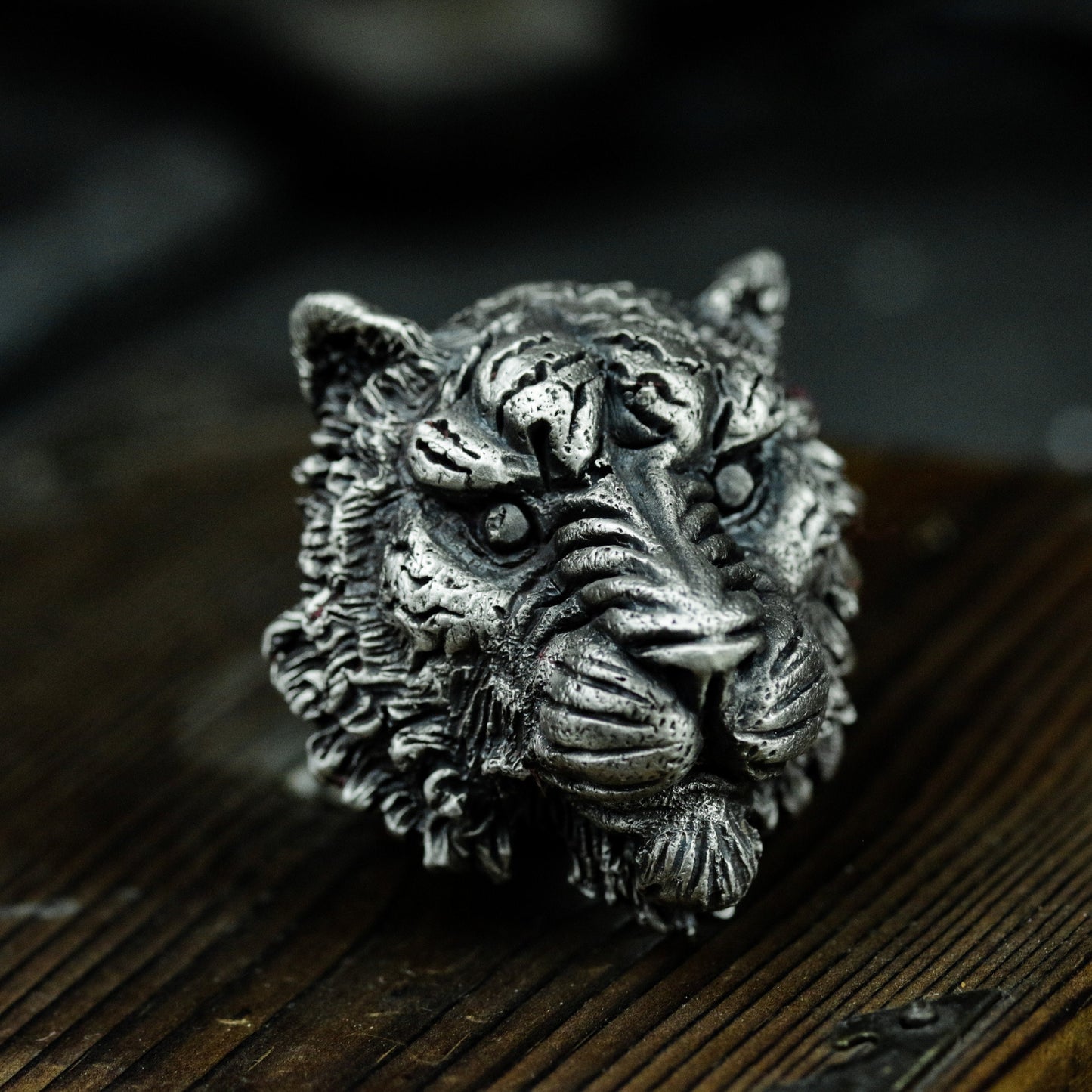 Big Tiger Head Ring - 925 Silver Handmade