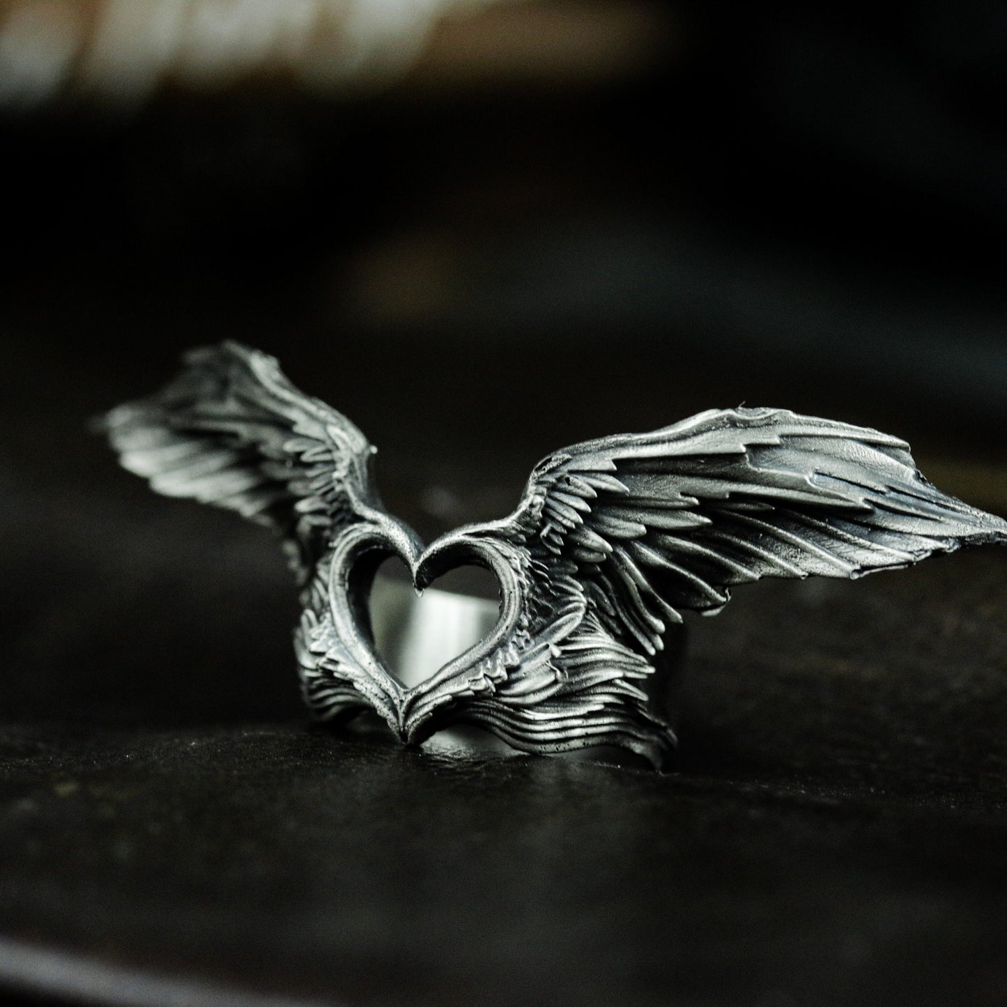 Heart With Wings Ring - 925 Silver Handmade