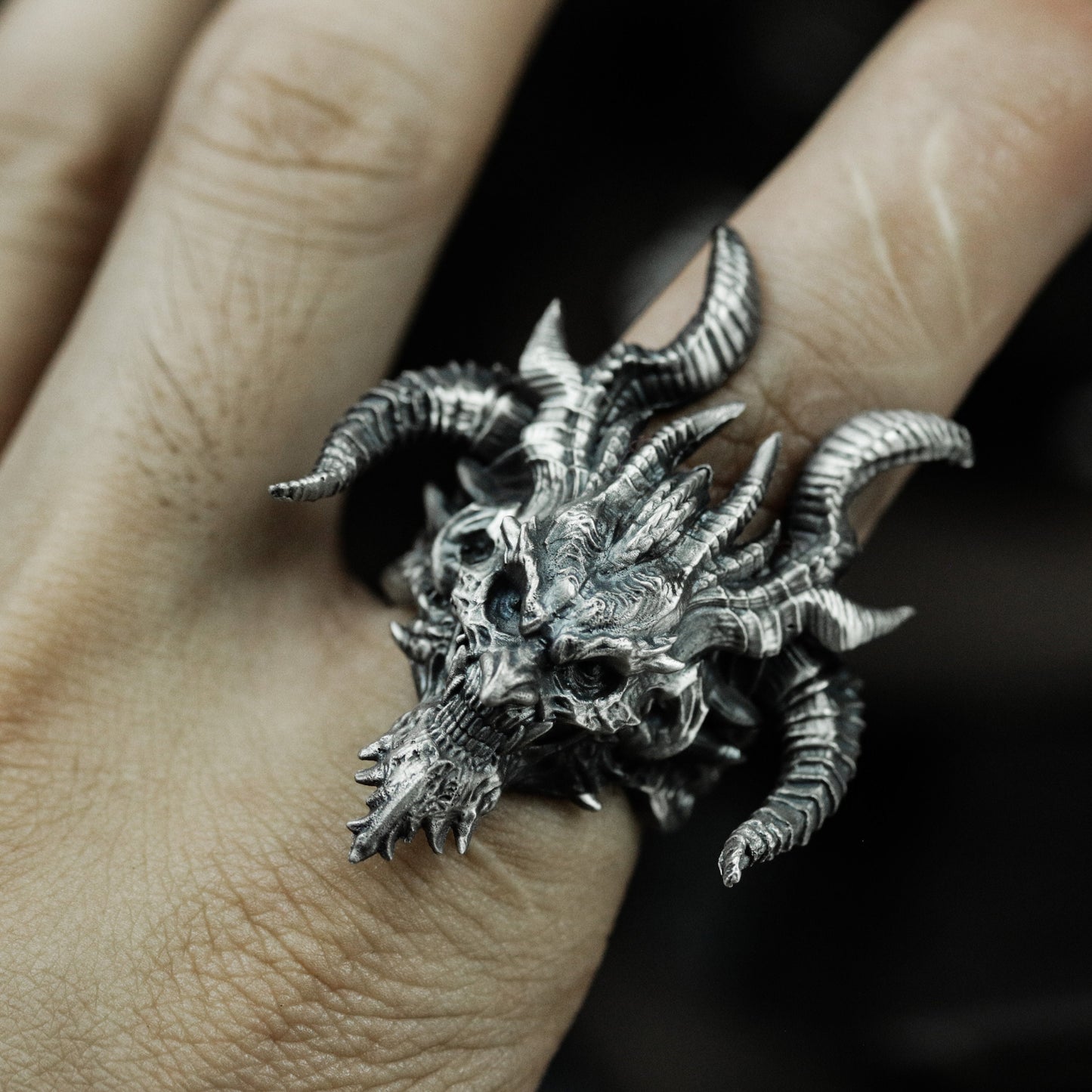 Multi-Horn Demon Ring ¨C Handmade 925 Silver Chaos Beast Band