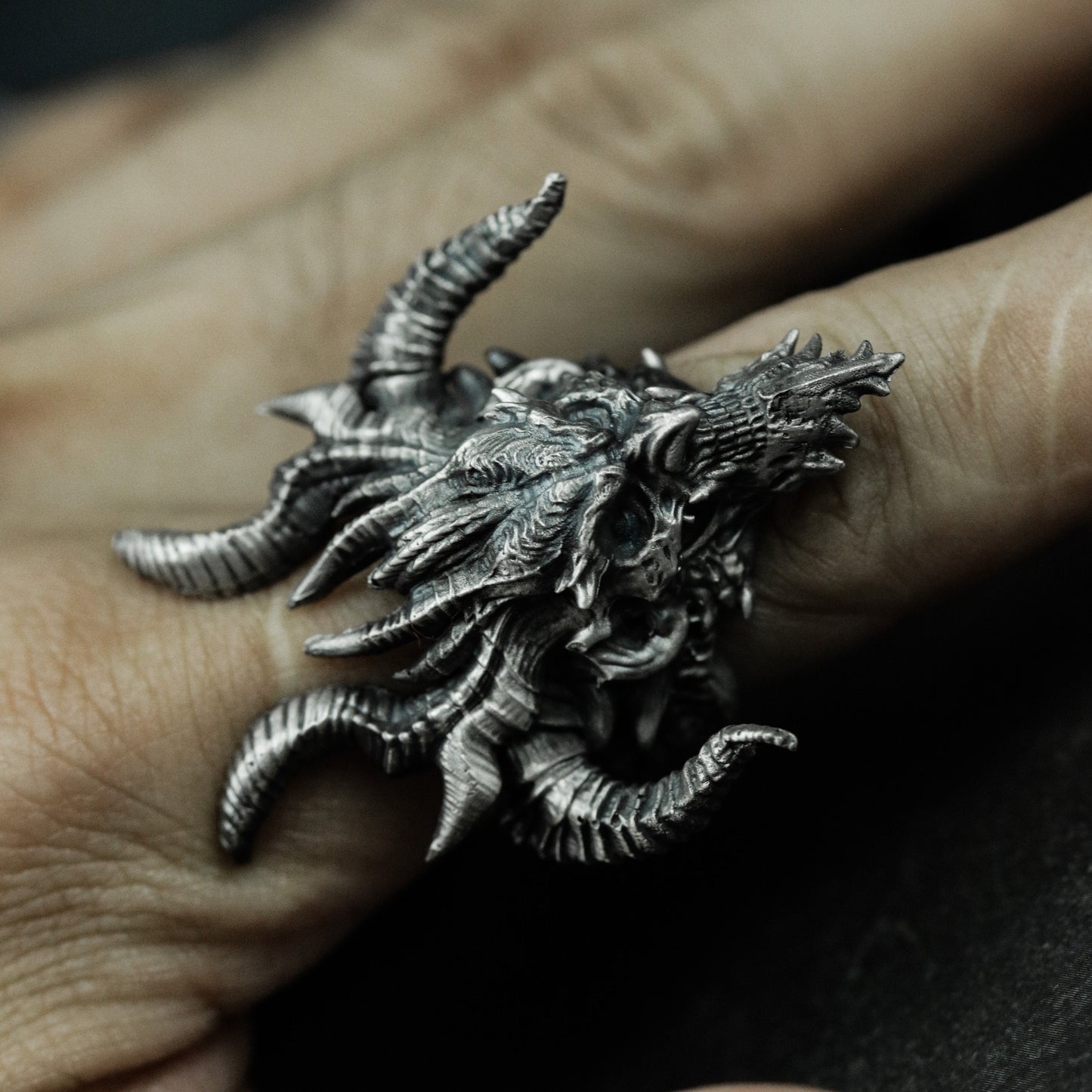 Multi-Horn Demon Ring ¨C Handmade 925 Silver Chaos Beast Band