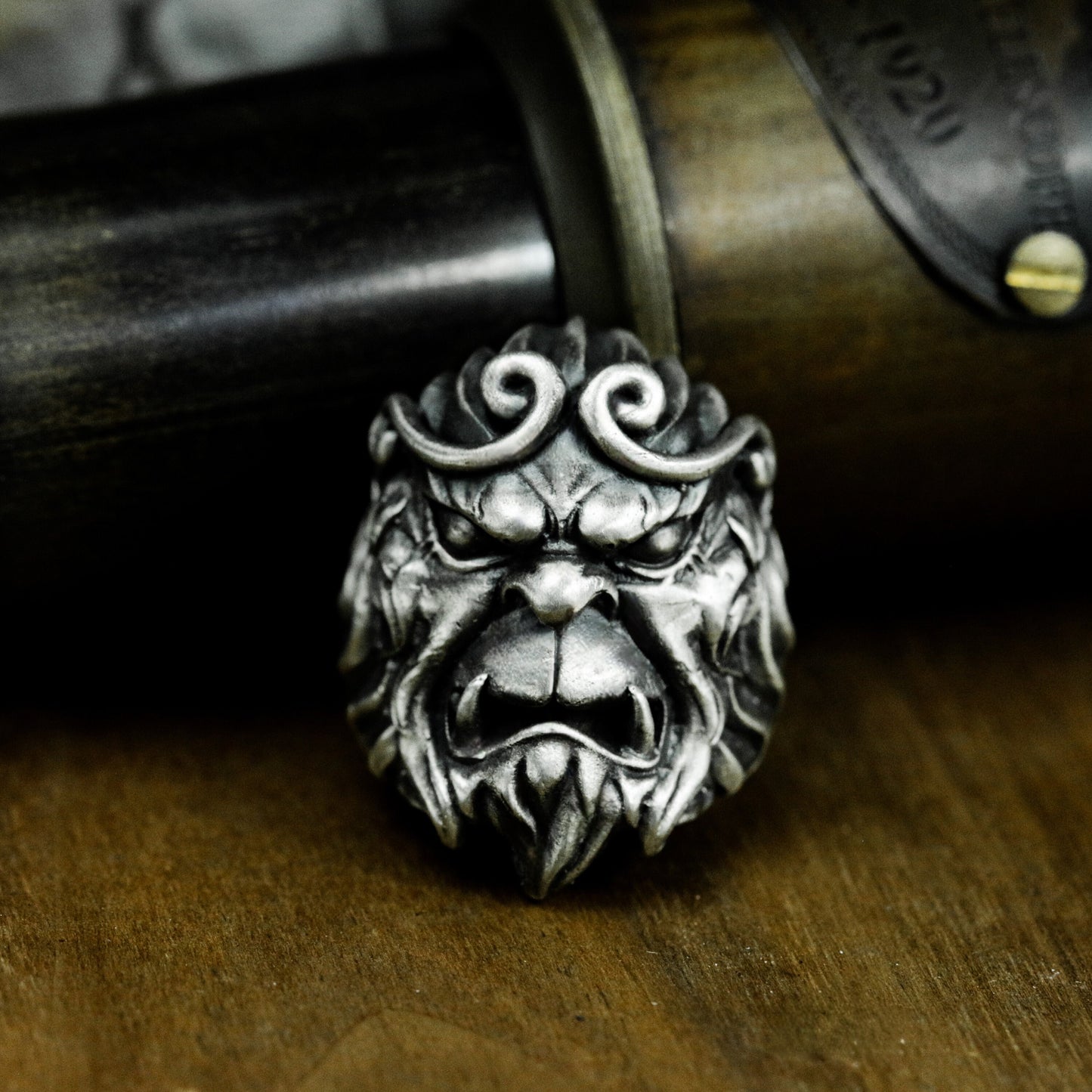 Monkey King Pendant with Staff - 925 Sterling Silver Handmade