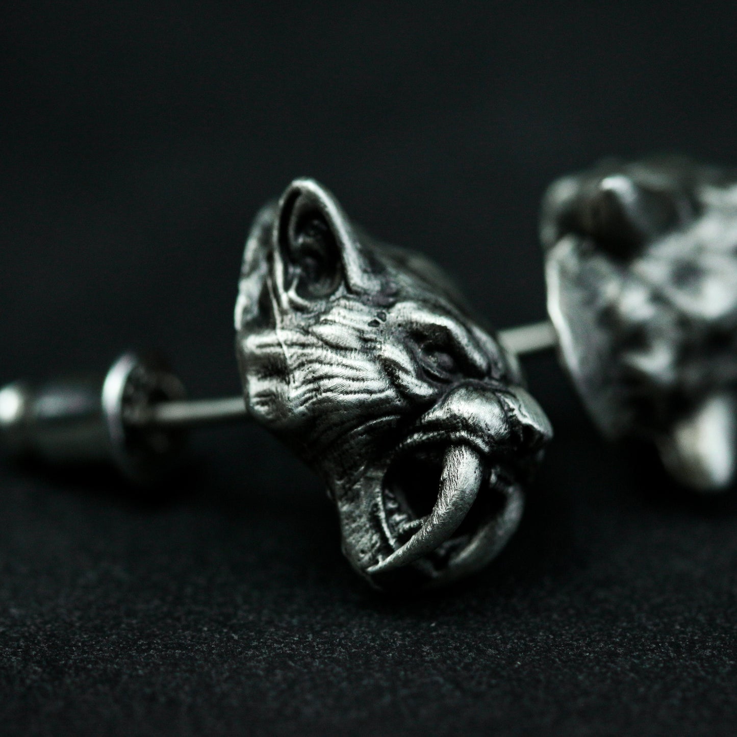 Saber-toothed Tiger Earrings - 925 Silver Handmade