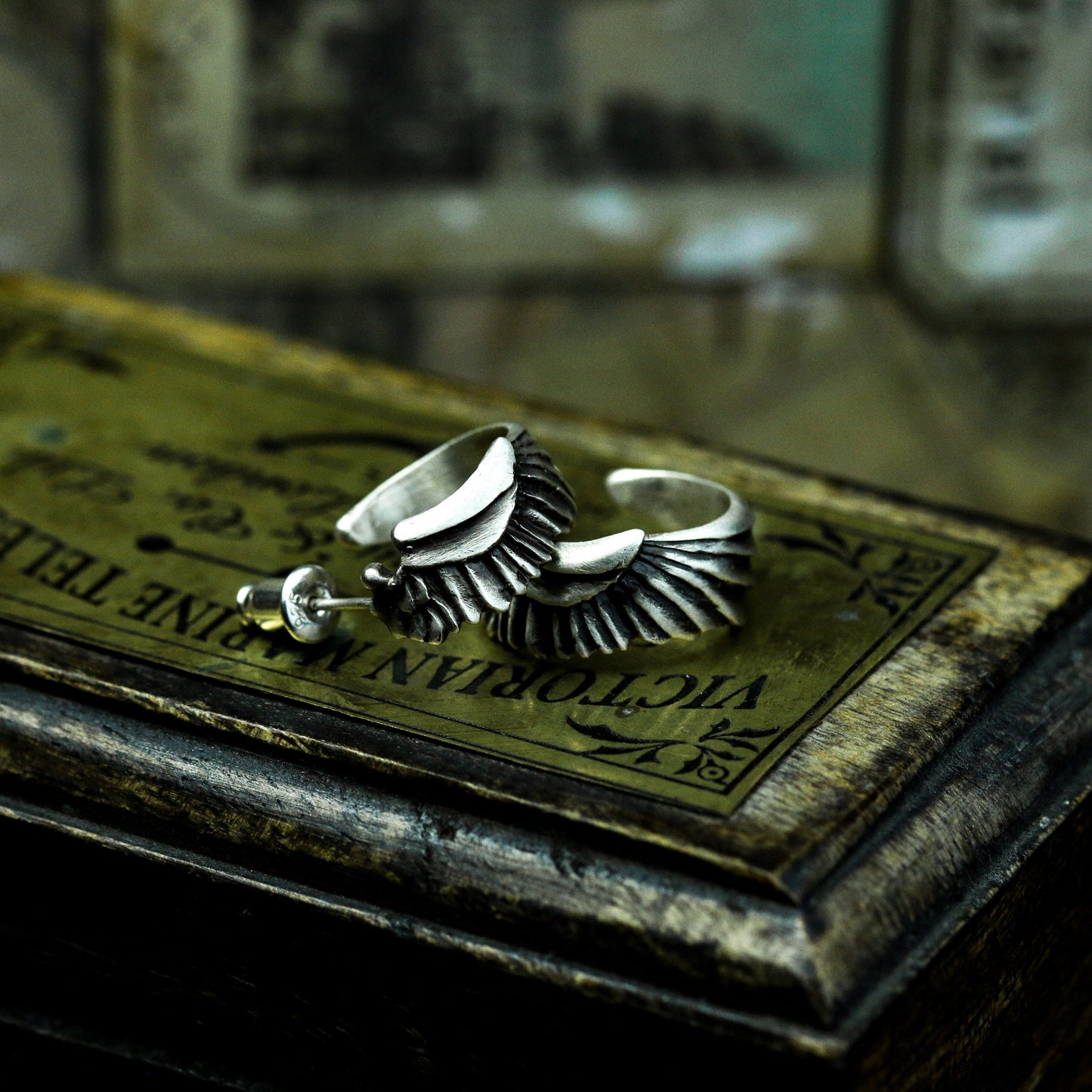 Wrapped Wing Stud Earrings - 925 Sterling Silver Handmade