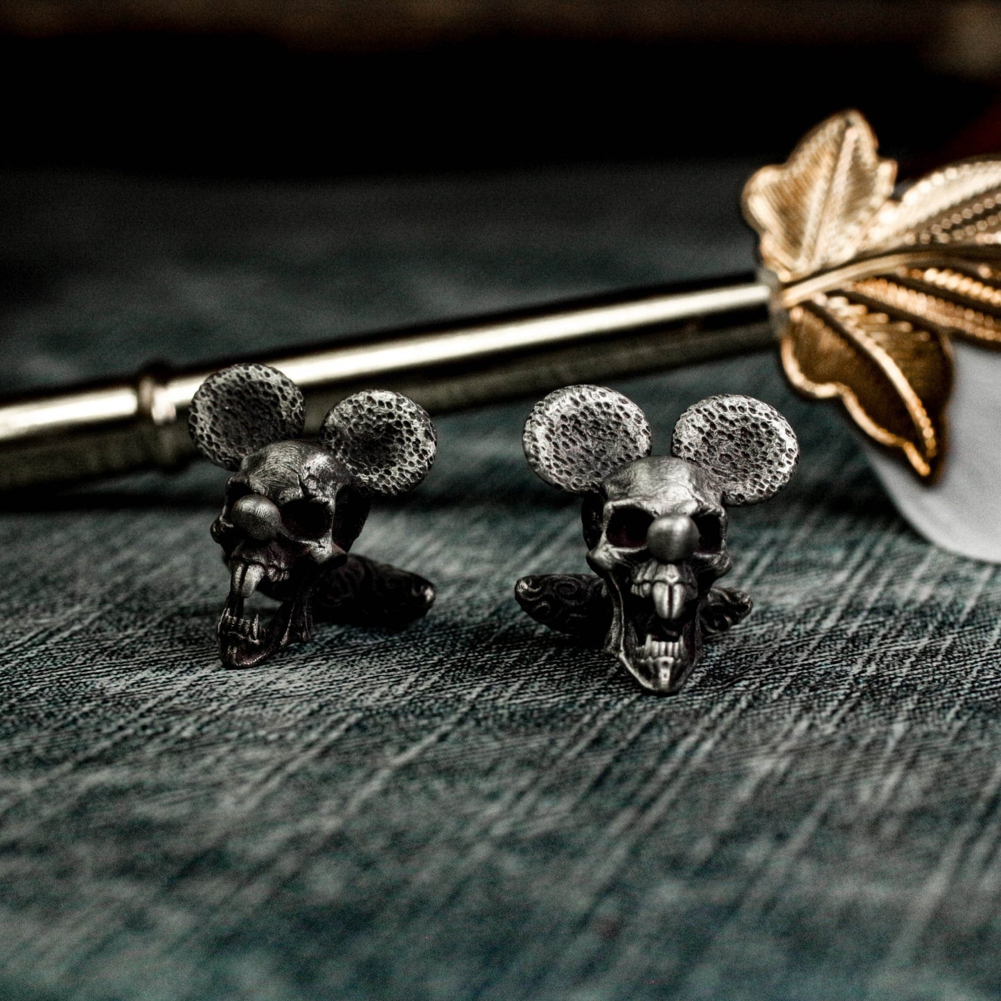 Roaring Mouse Skull Cufflinks - 925 Silver Handmade
