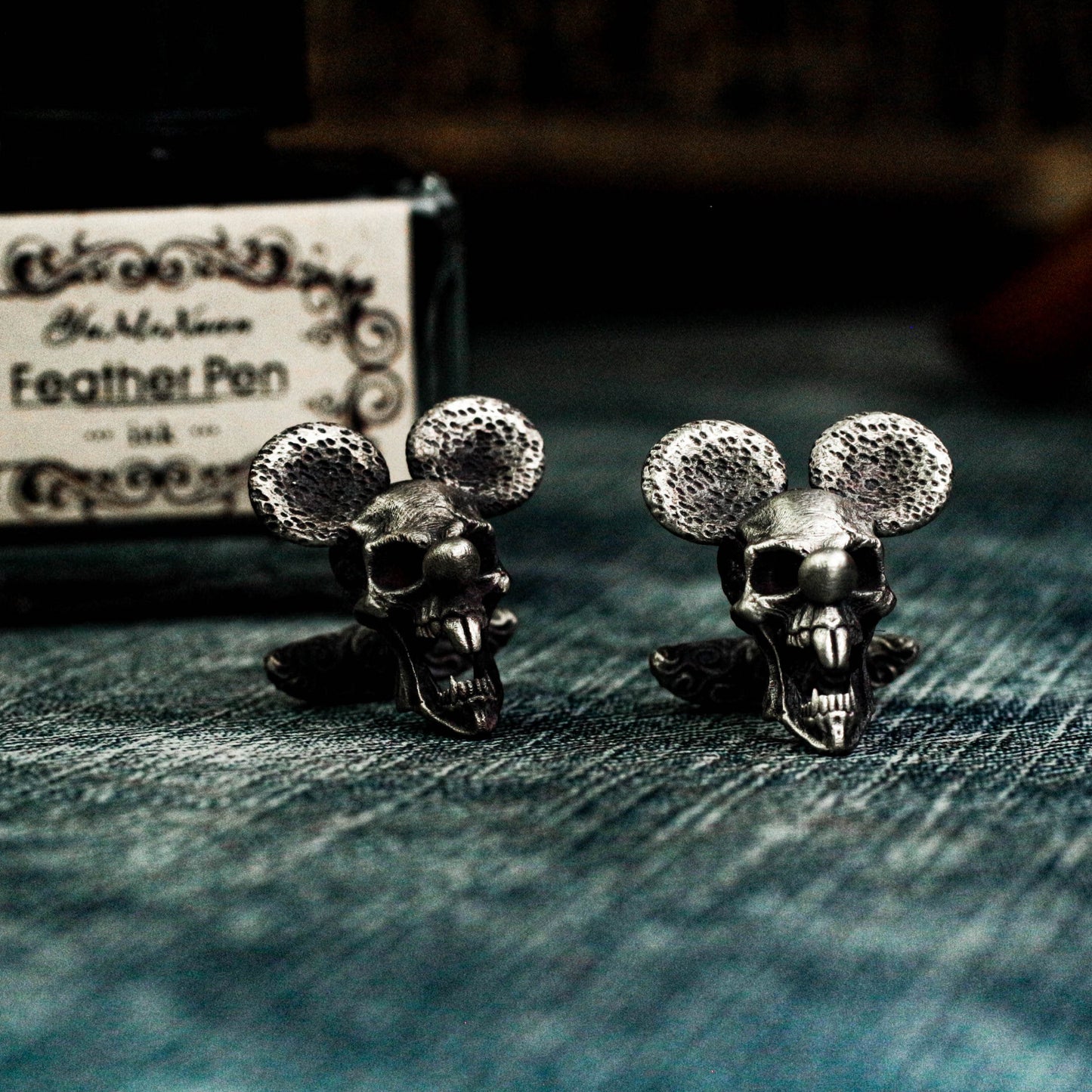 Roaring Mouse Skull Cufflinks - 925 Silver Handmade
