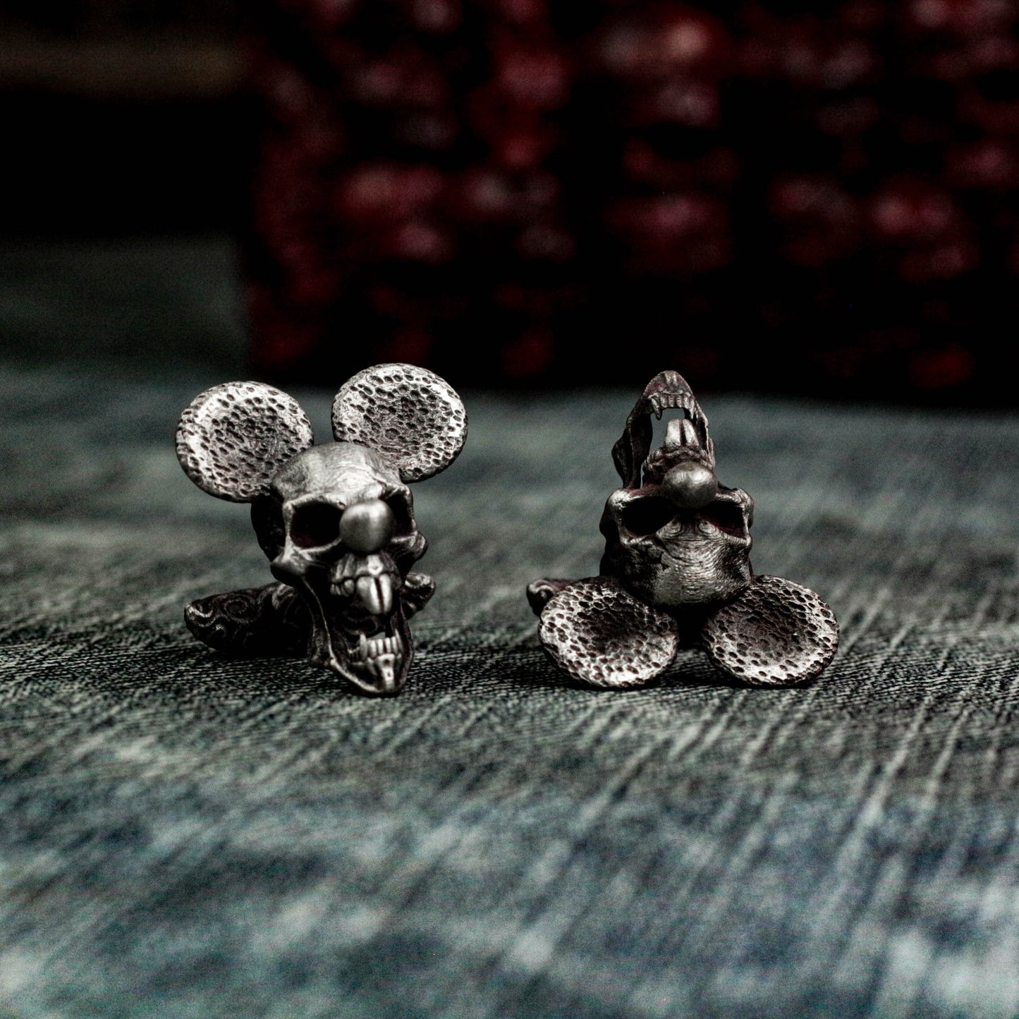 Roaring Mouse Skull Cufflinks - 925 Silver Handmade