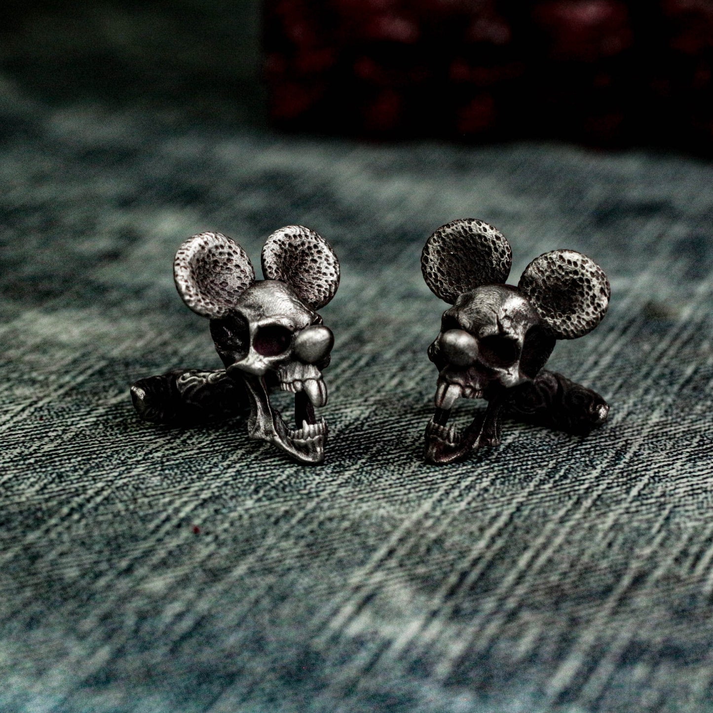 Roaring Mouse Skull Cufflinks - 925 Silver Handmade