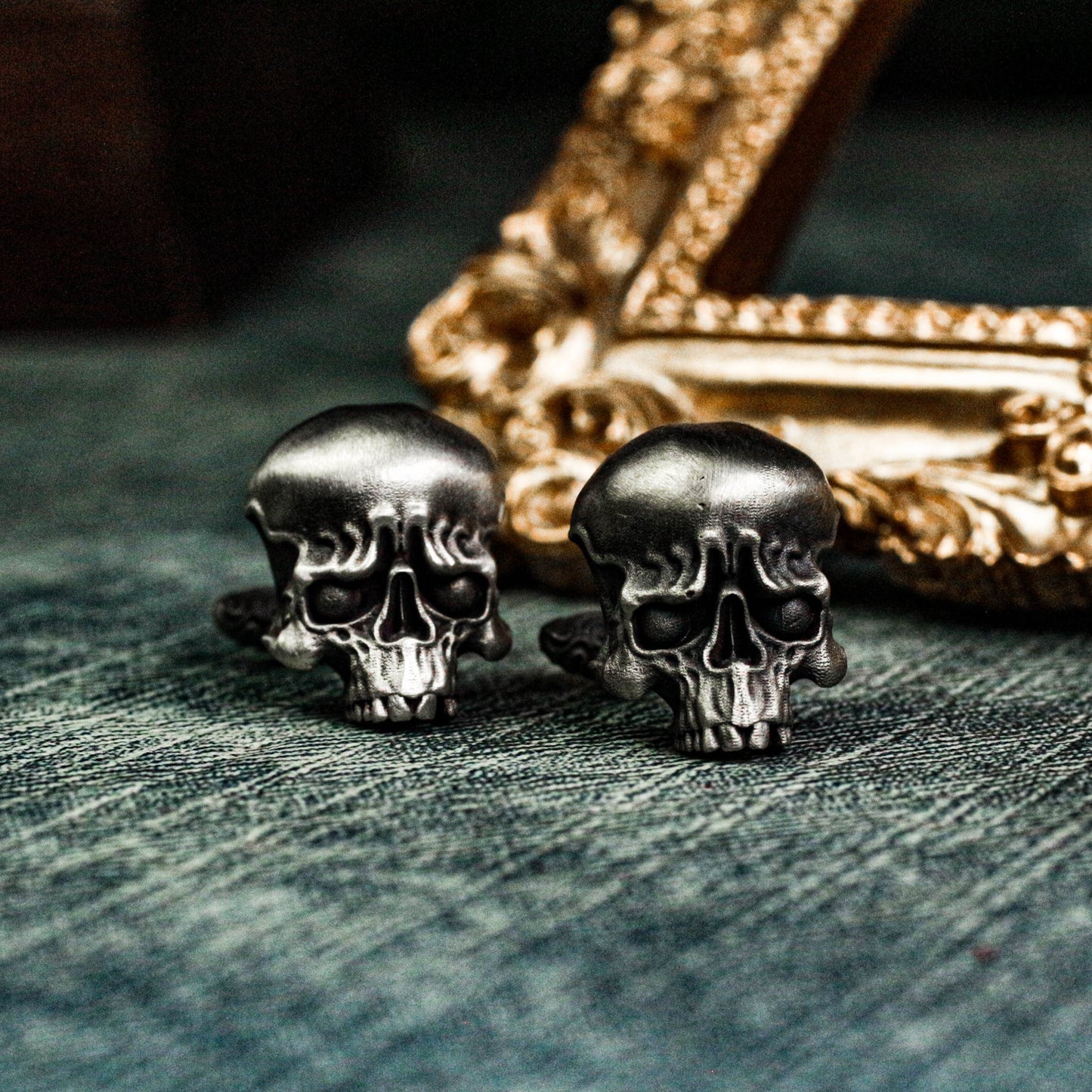 Big Eyes Glossy Skull Cufflinks - 925 Sterling Silver Handmade