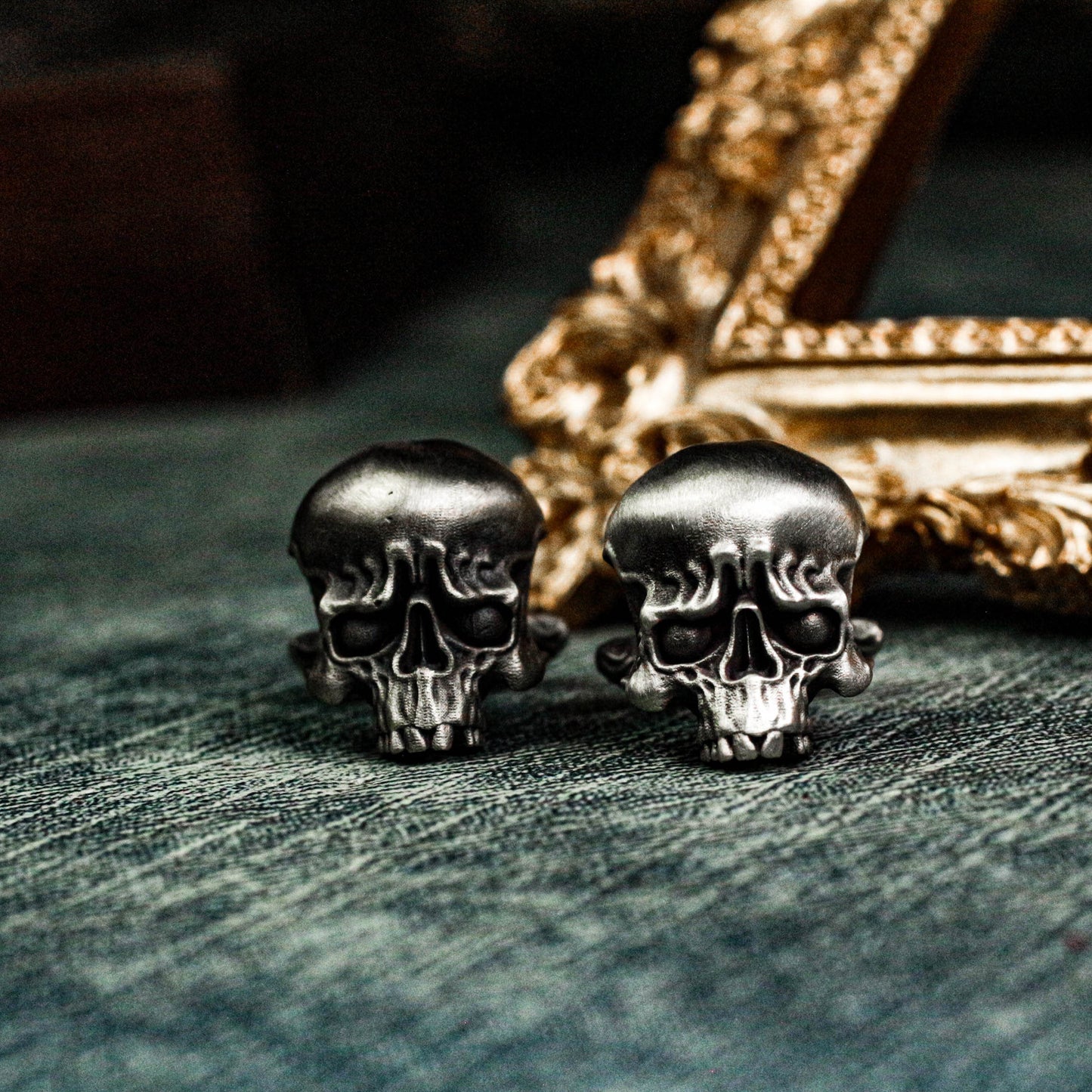 Big Eyes Glossy Skull Cufflinks - 925 Sterling Silver Handmade