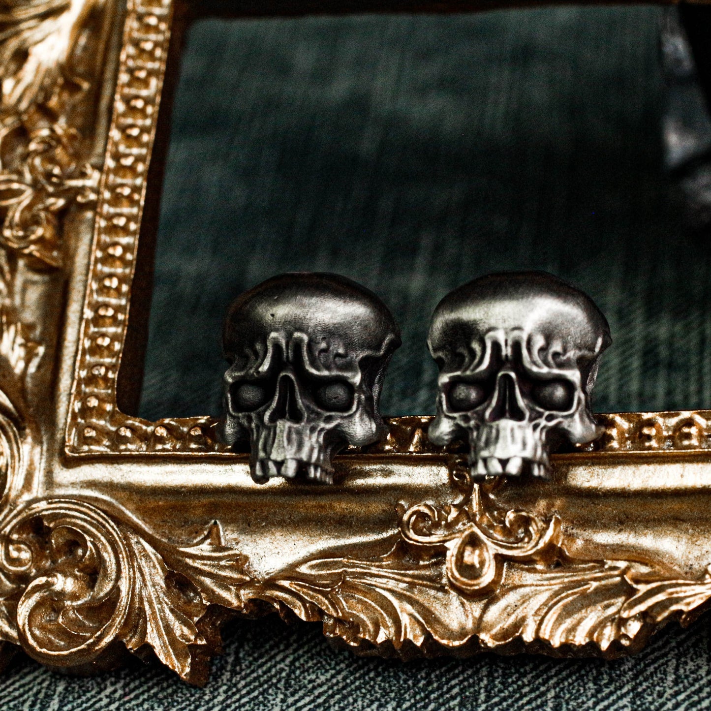 Big Eyes Glossy Skull Cufflinks - 925 Sterling Silver Handmade